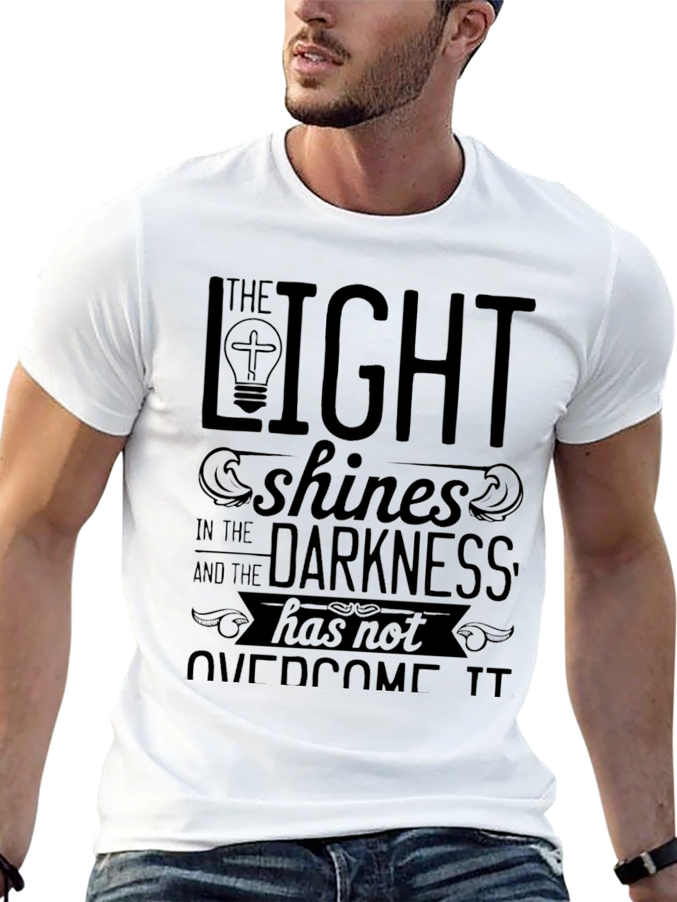 Black The Light Graphic Tee - Religious Inspired Black T-Shirt view 13