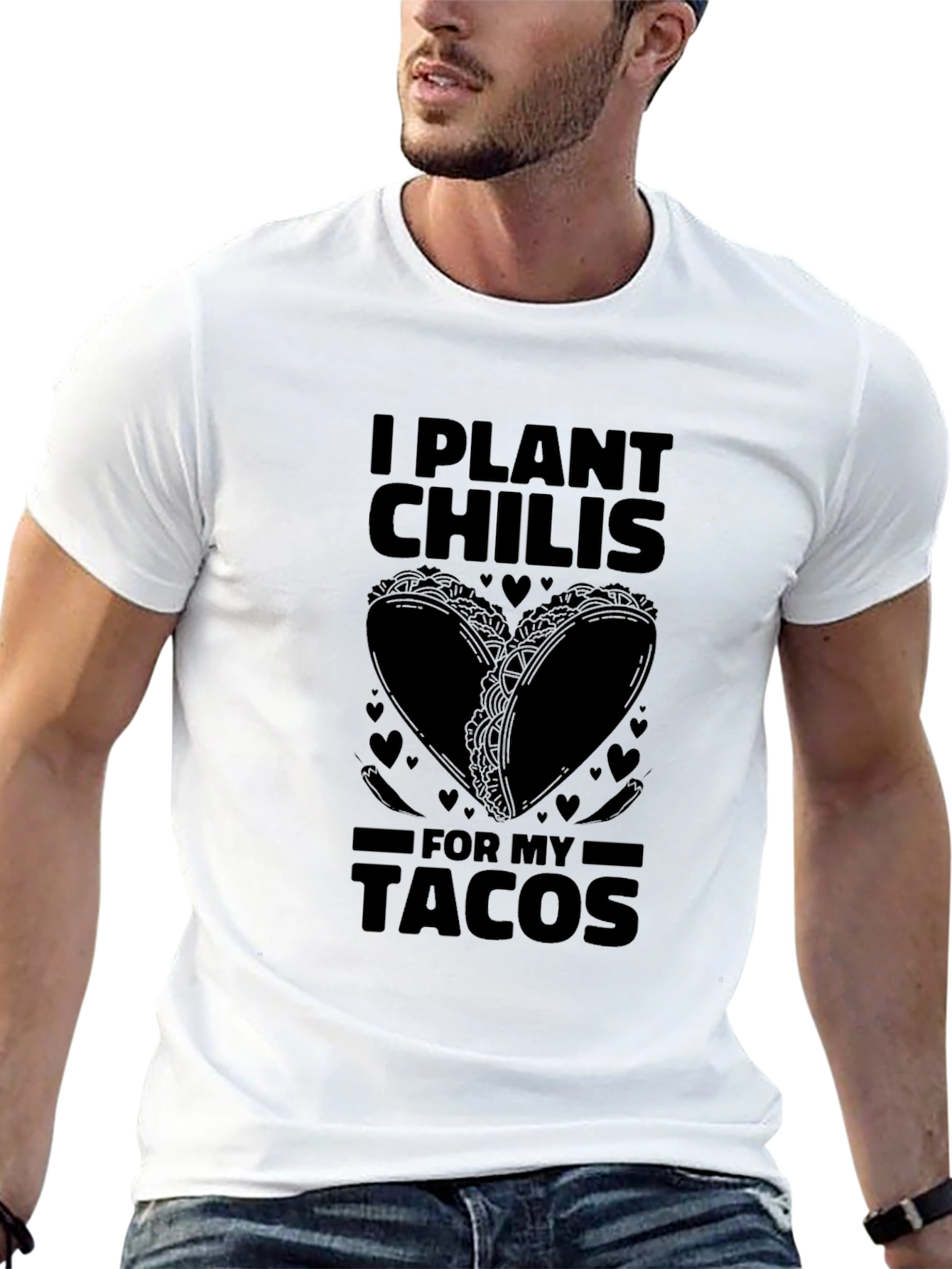 Black I Plant Chilis for My Tacos Graphic Tee view 13