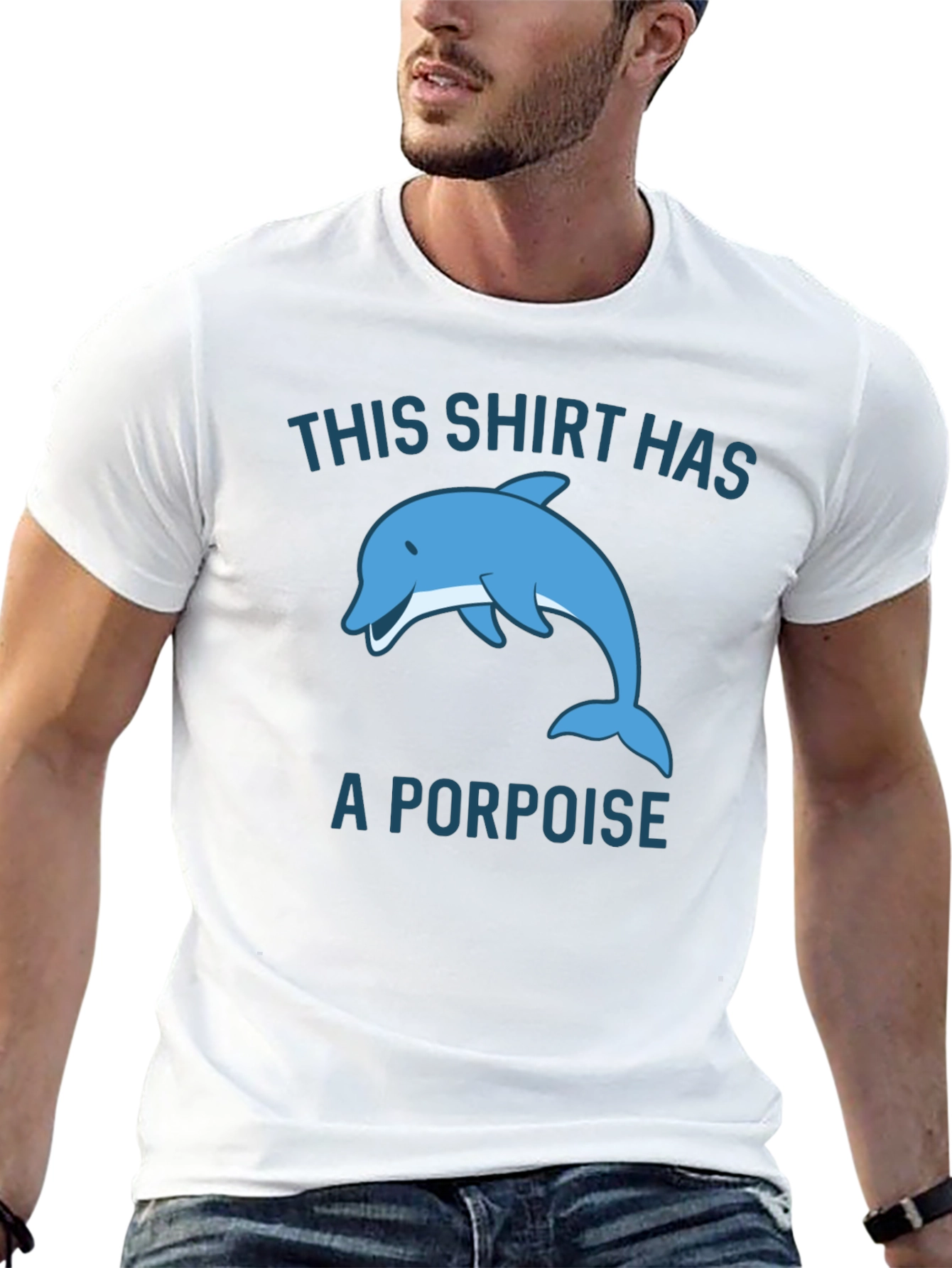 Black Funny Porpoise Graphic T-Shirt view 13