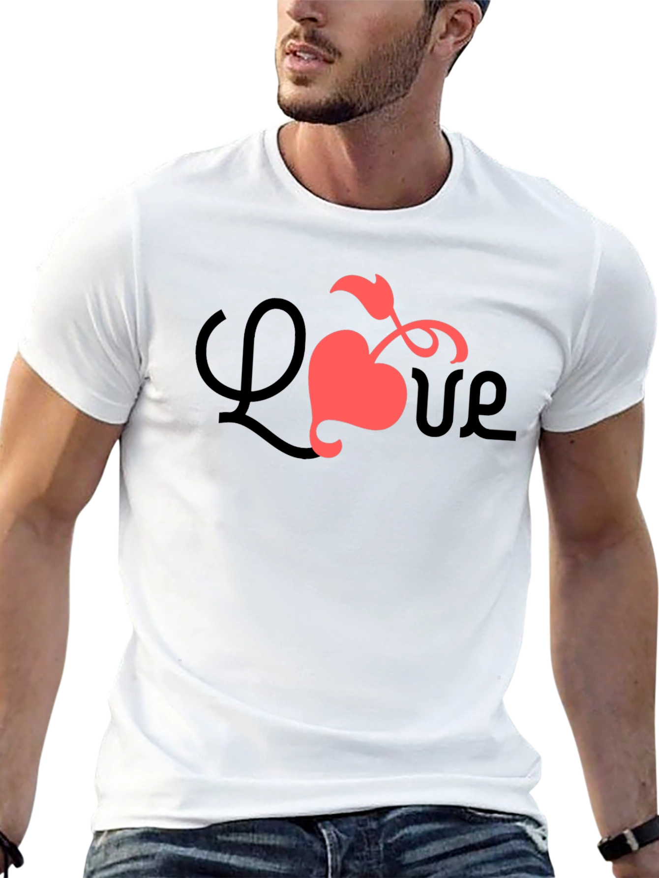 Black Love Heart Graphic Tee - Black Casual Shirt view 13