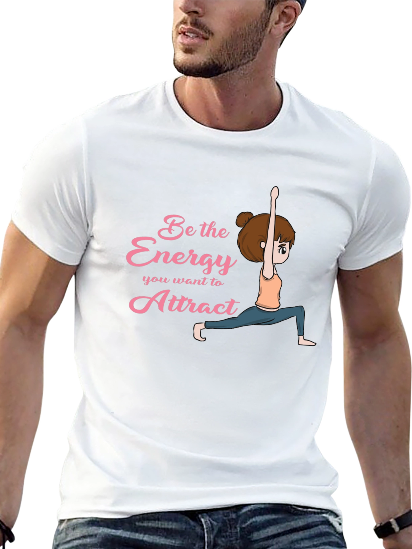 Black Yoga Energy Black T-Shirt: Be the Energy You Want to Attract view 13