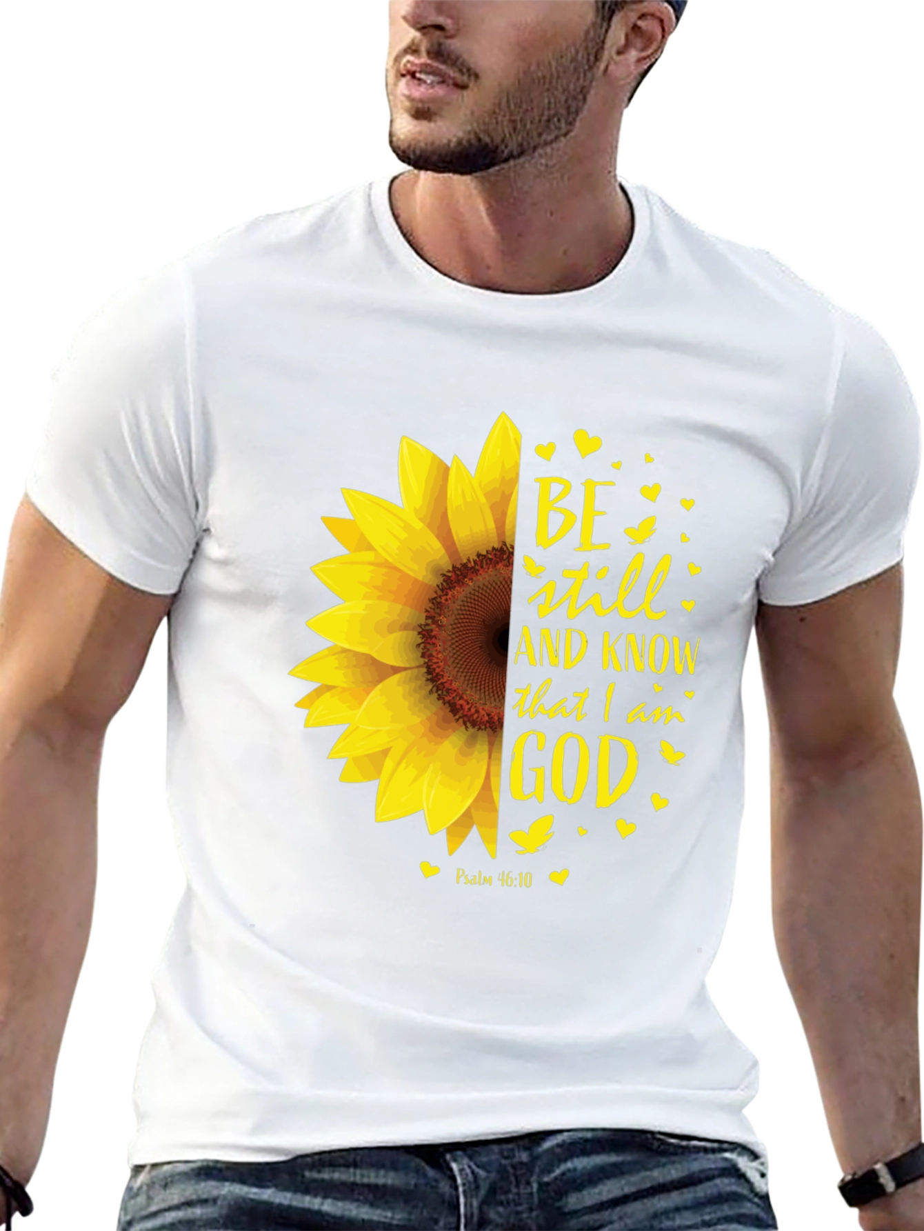 Black Be Still Sunflower T-Shirt - Religious Christian Apparel view 13