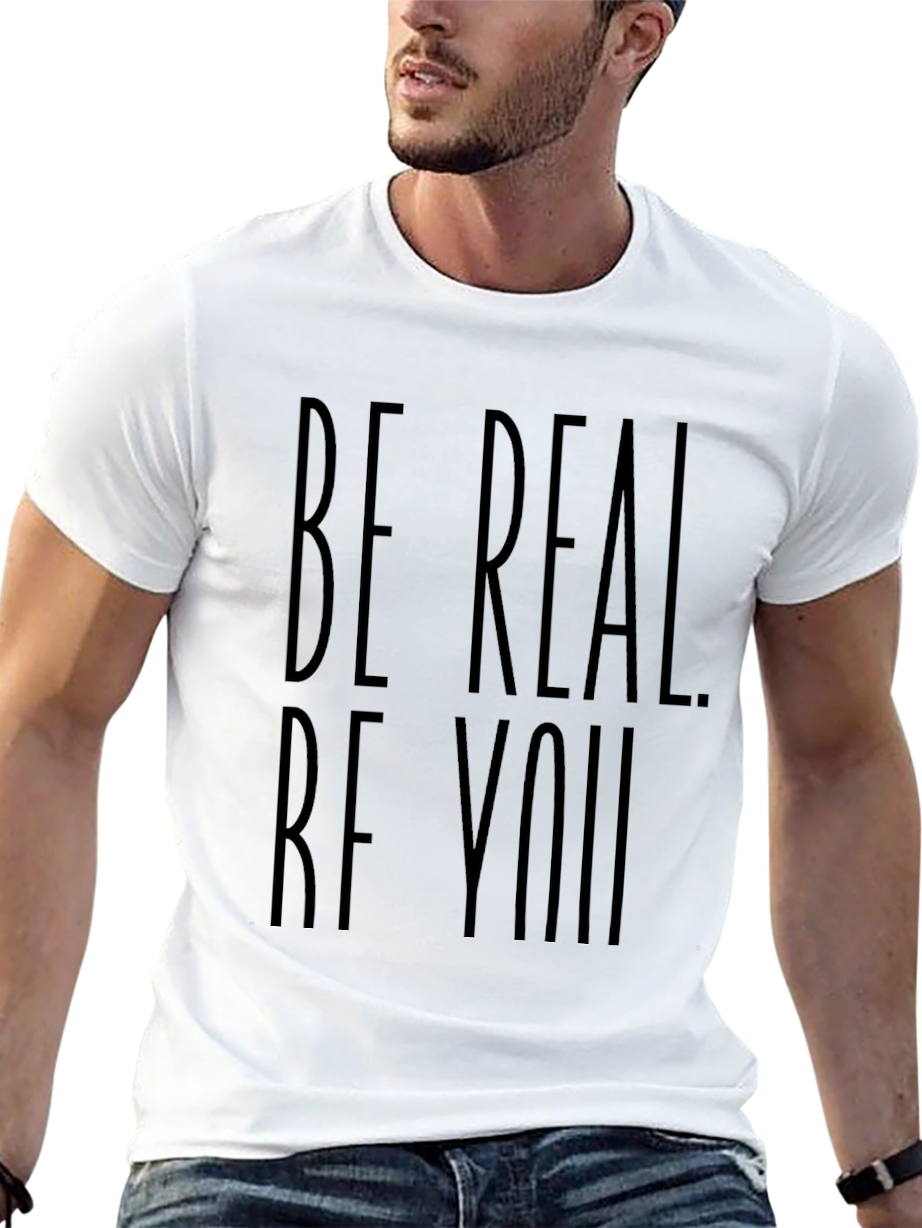Black Be Real Be You Black Graphic Tee view 13