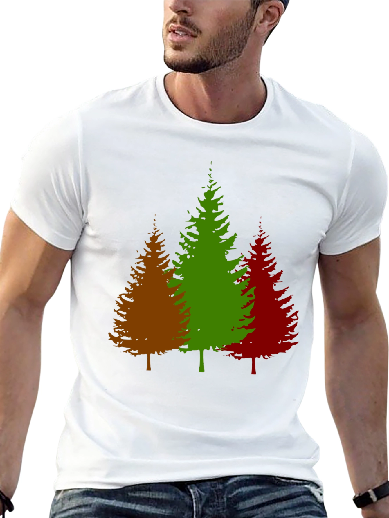Black Colorful Evergreen Tree Graphic T-Shirt view 13