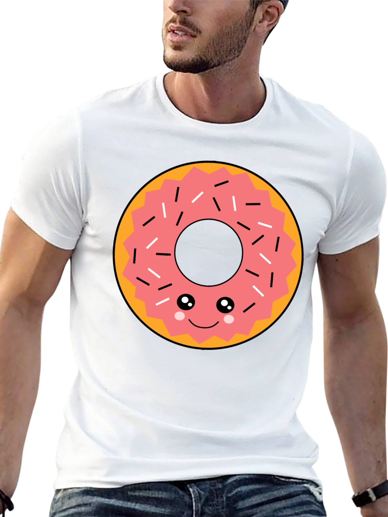 Black Kawaii Donut Graphic Tee - Funny Food T-Shirt view 13