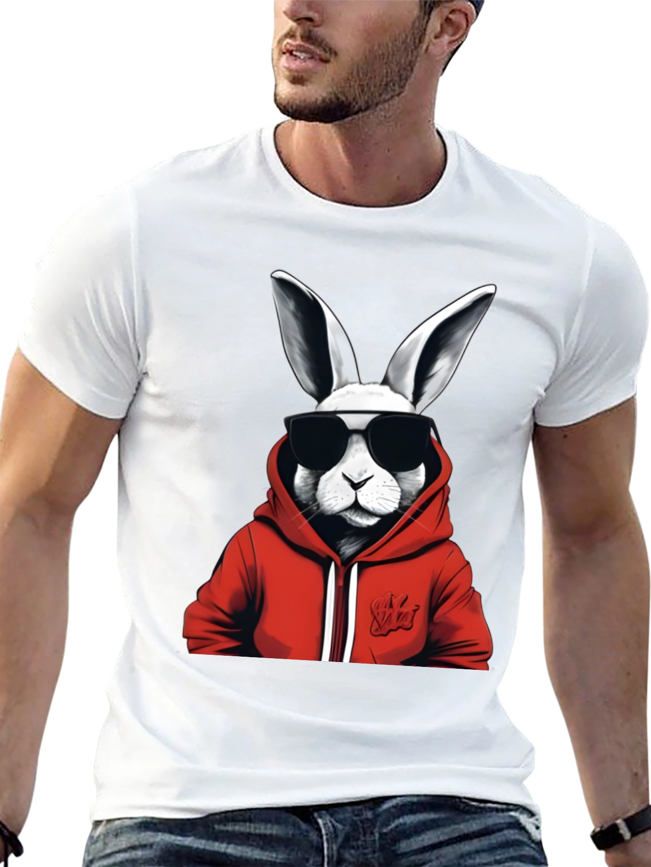 Black Cool Rabbit Graphic Tee - Black view 13