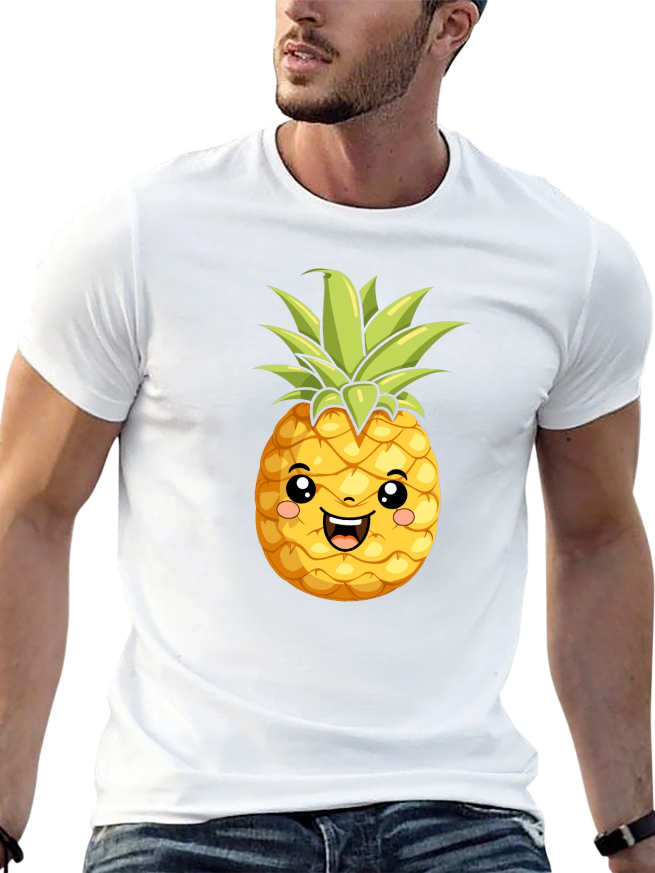 Black Cute Pineapple Graphic Black T-Shirt view 13