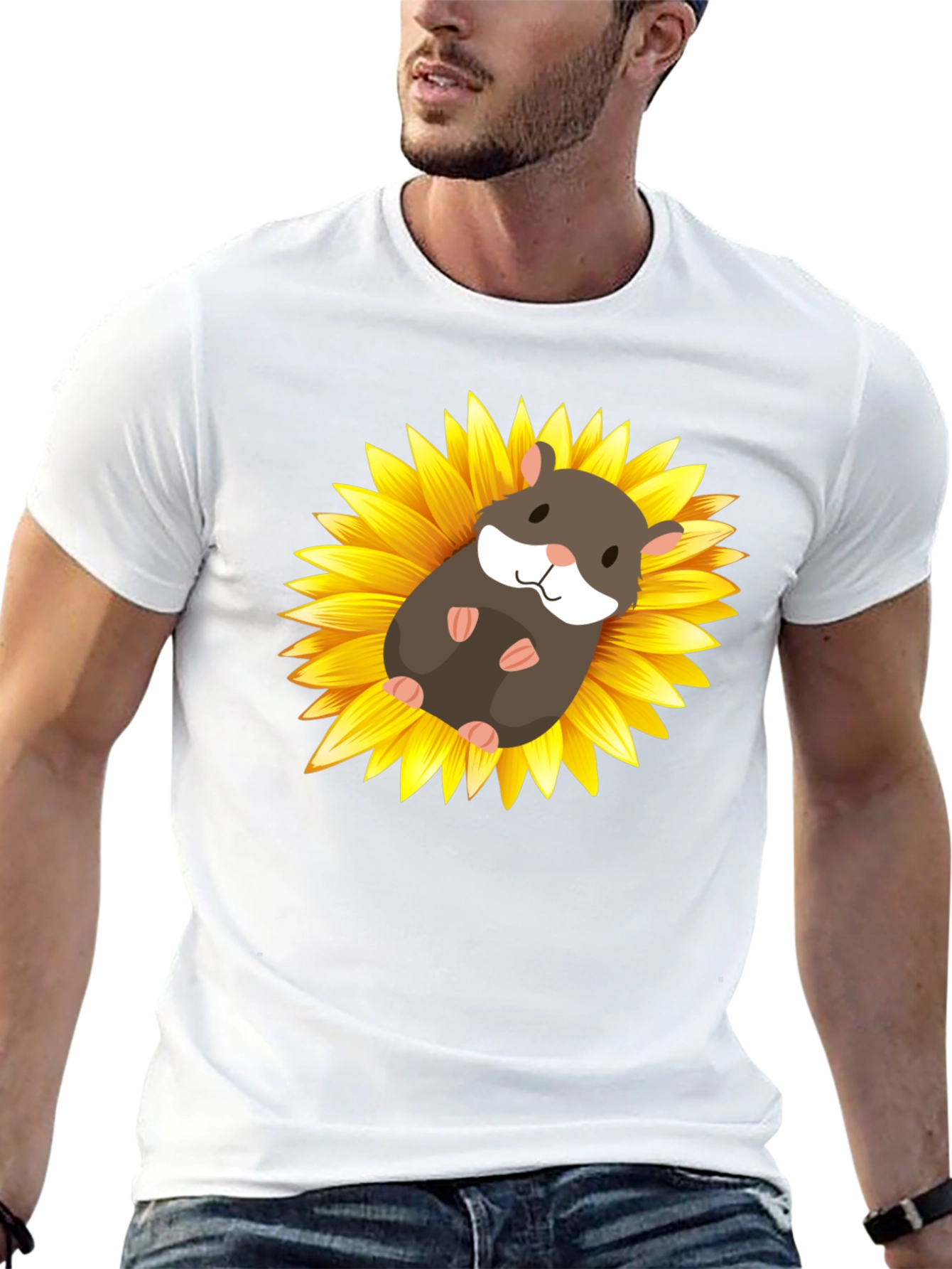 Black Hamster Sunflower Graphic T-Shirt view 13