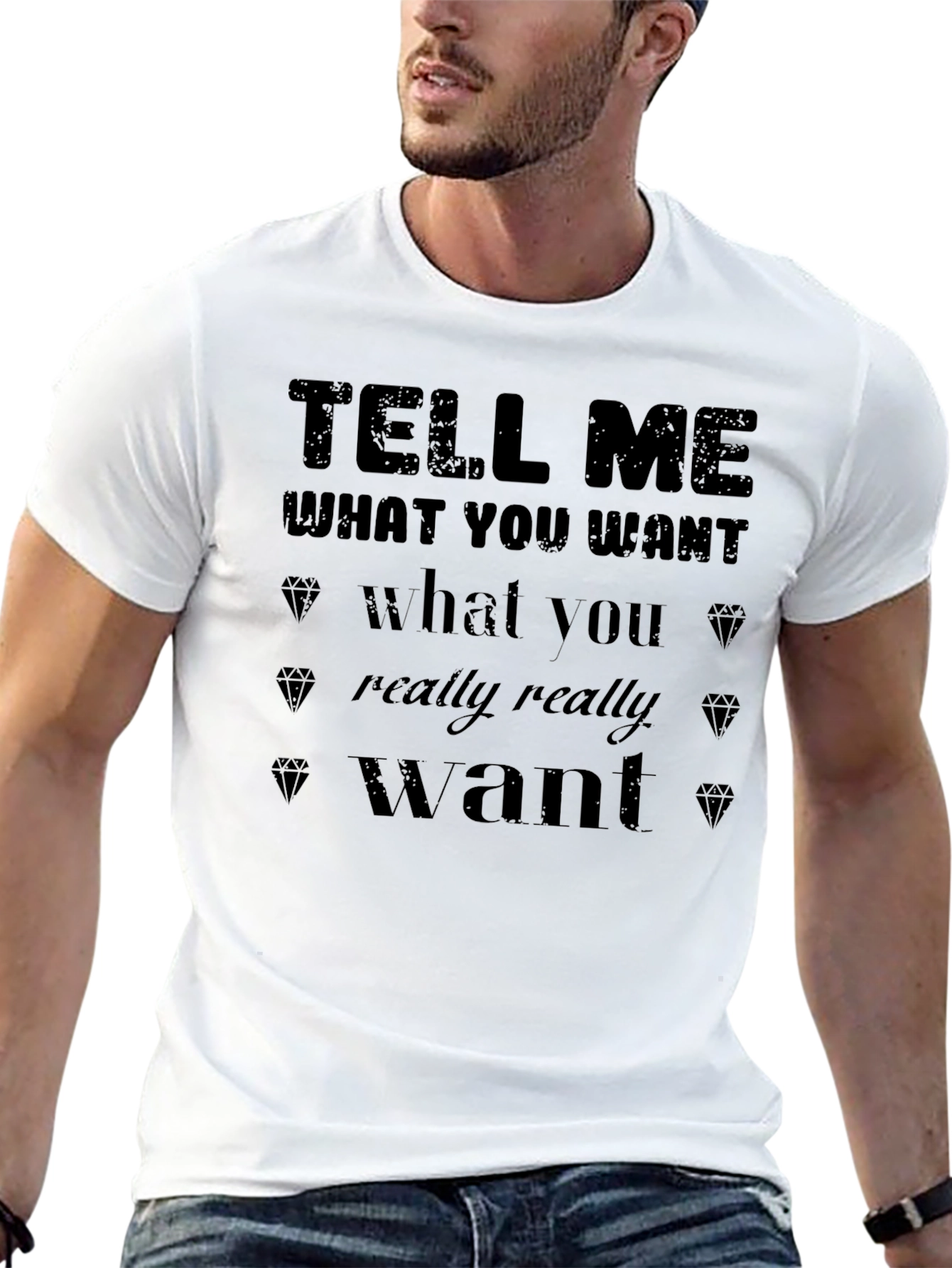 Black Tell Me What You Want Graphic T-Shirt view 13