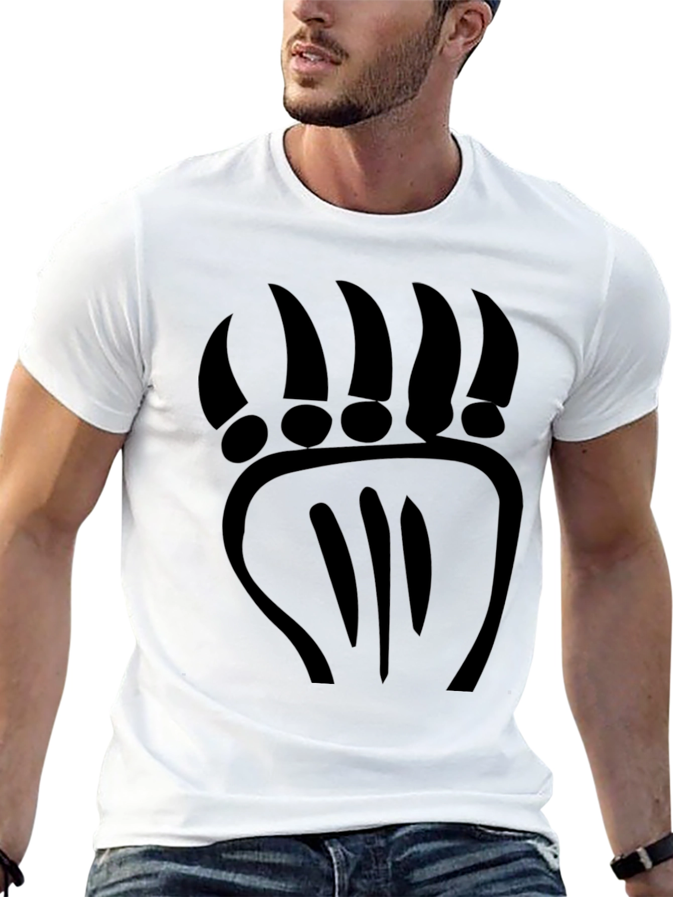 Black Black Bear Paw Print T-Shirt - Casual Comfort view 13