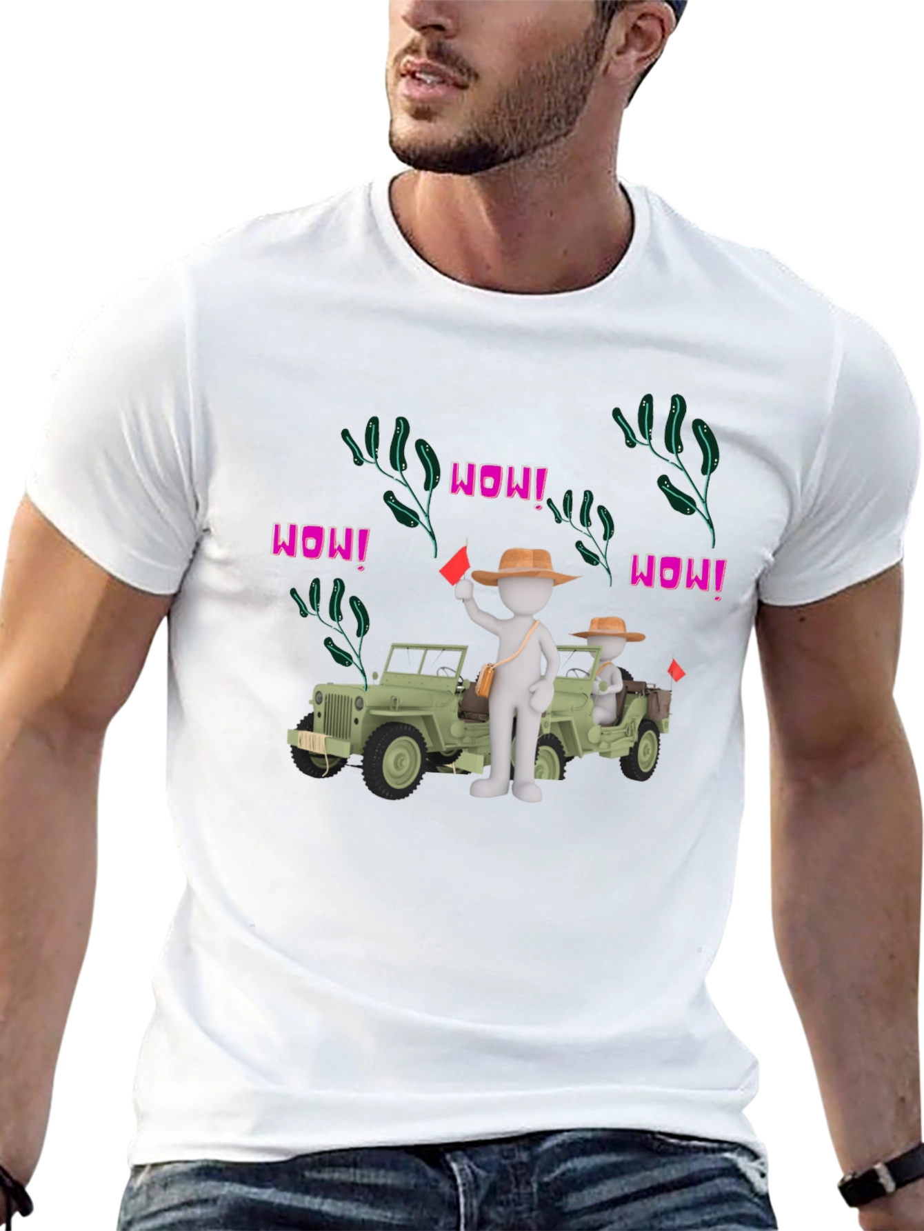 Black Cartoon Style Jeep Adventure Black T-Shirt view 13
