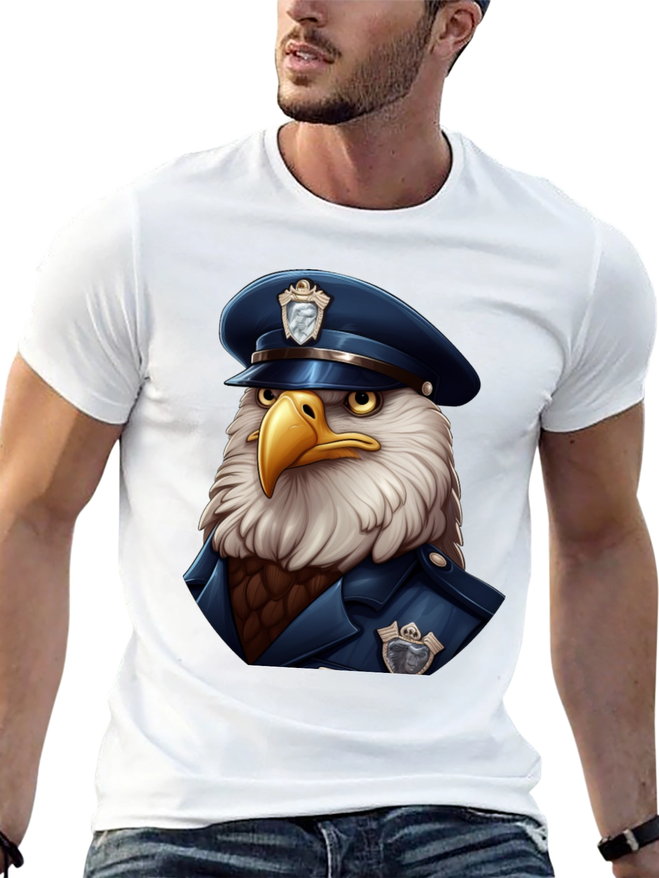 Black Eagle Police Cartoon T-Shirt view 13