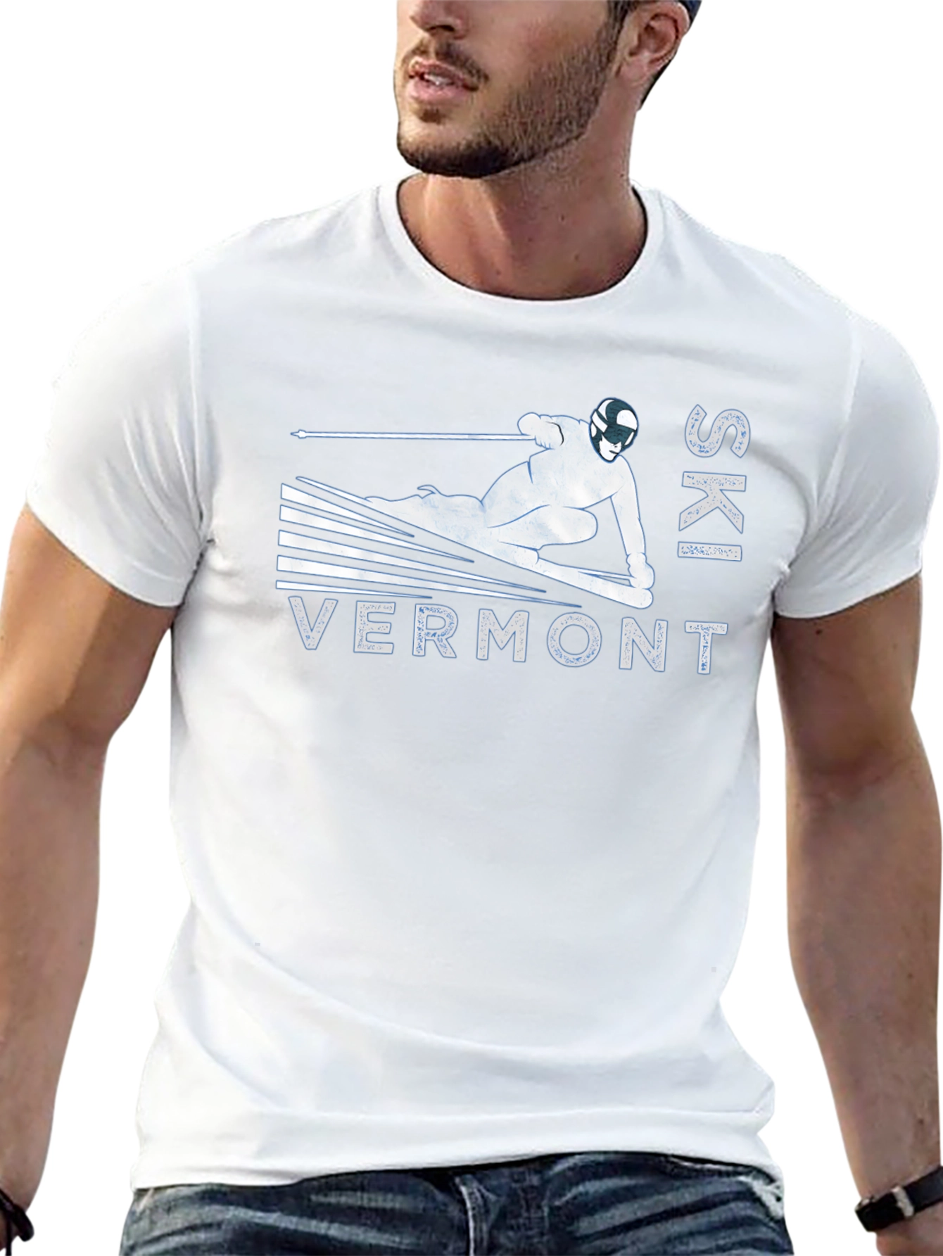 Black Ski Vermont Graphic Tee - Black Cotton T-Shirt view 13