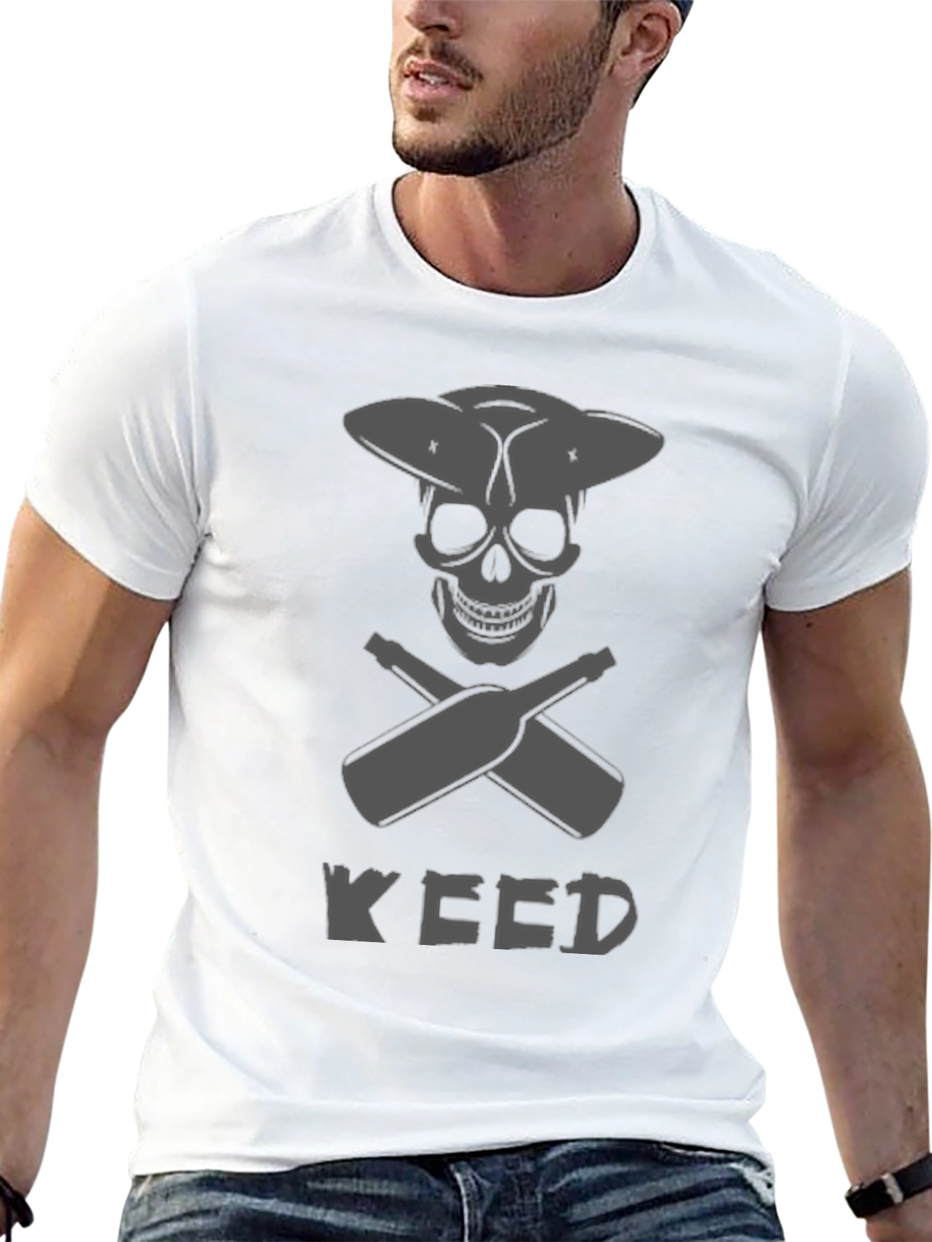Skull & Crossed Bottles "Weed" T-Shirt - Black - 13