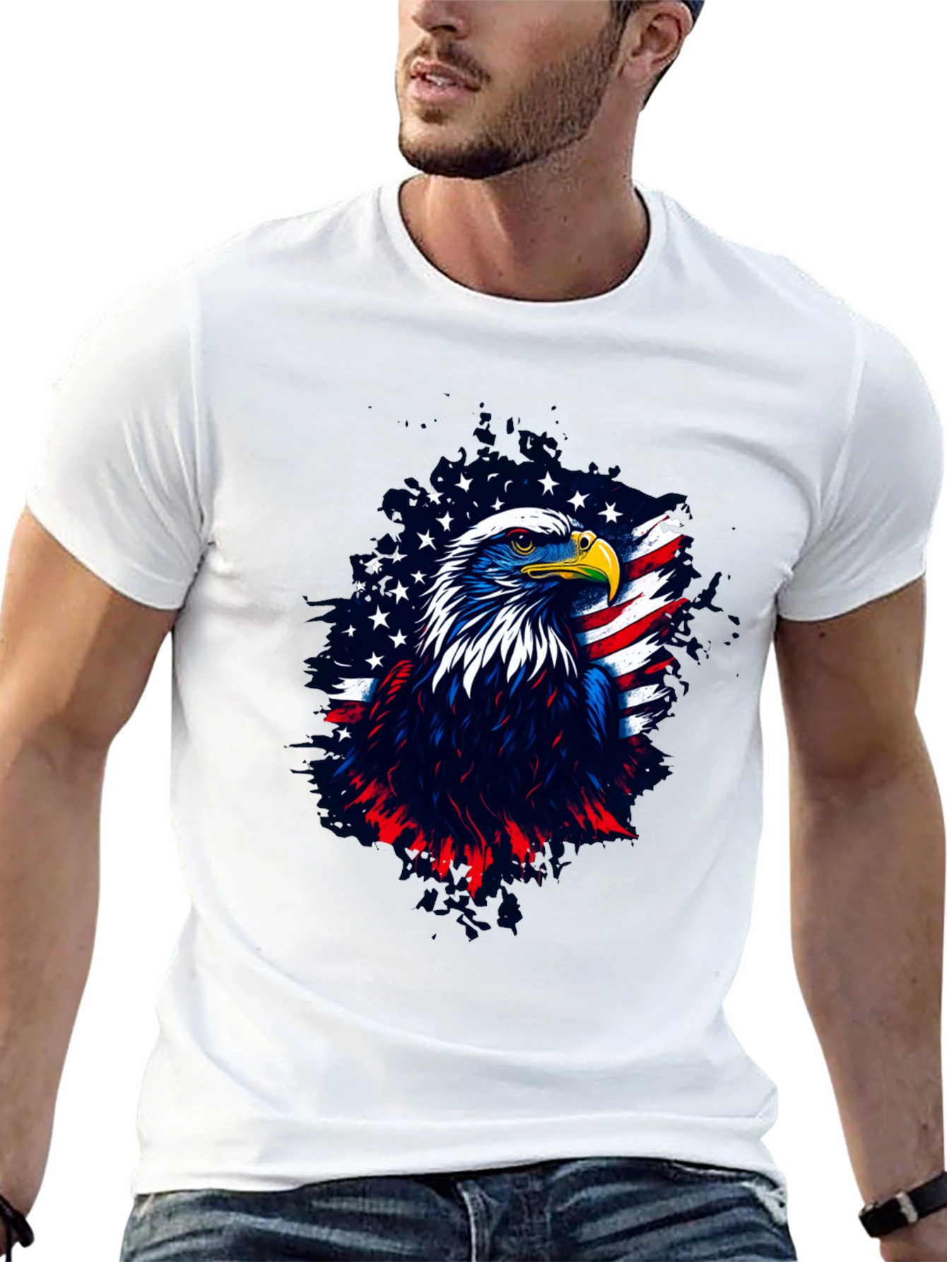 Black Patriotic Eagle Graphic Tee - Men's Black T-Shirt view 13