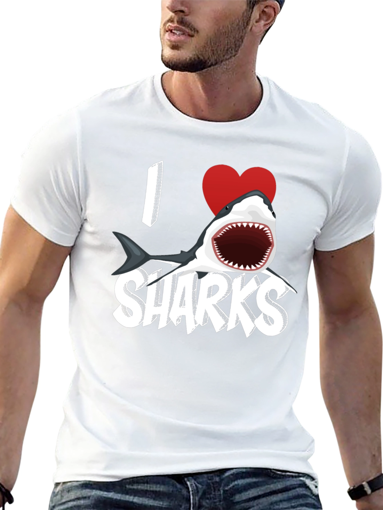 Black I Heart Sharks Graphic Tee - Black view 13