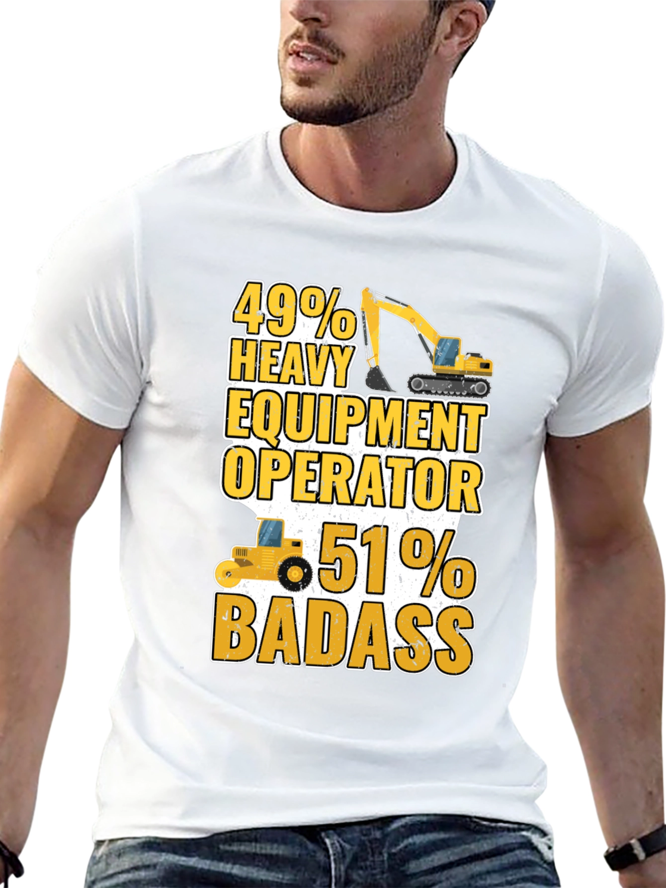 Black Heavy Equipment Operator Badass T-Shirt view 13