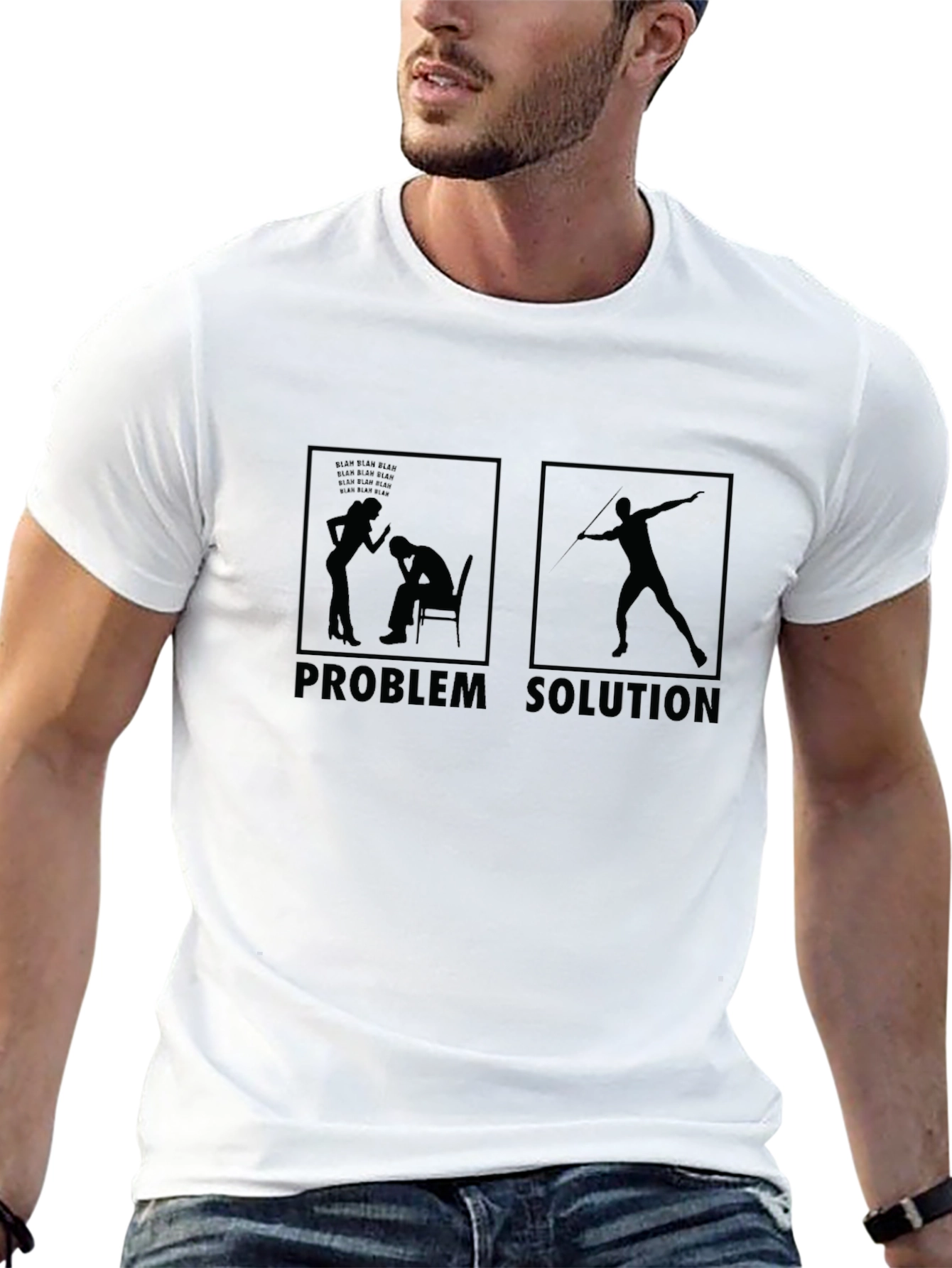 Black Problem Solution Graphic T-Shirt view 13