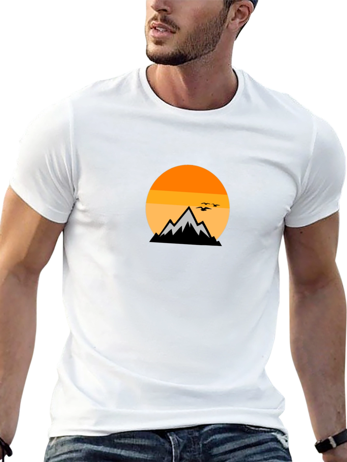 Black Mountain Sunset Graphic Tee - Black Cotton Comfort view 13