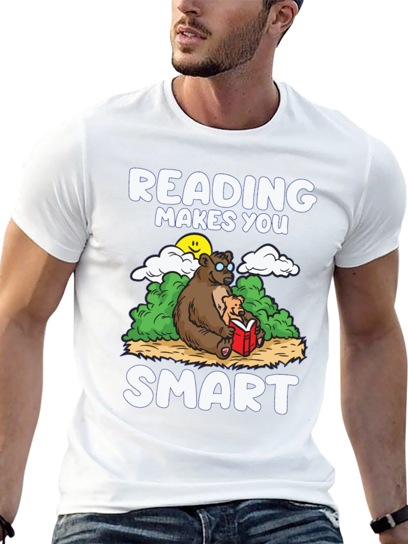 Black Reading Makes You Smart T-Shirt - Bear Design view 13