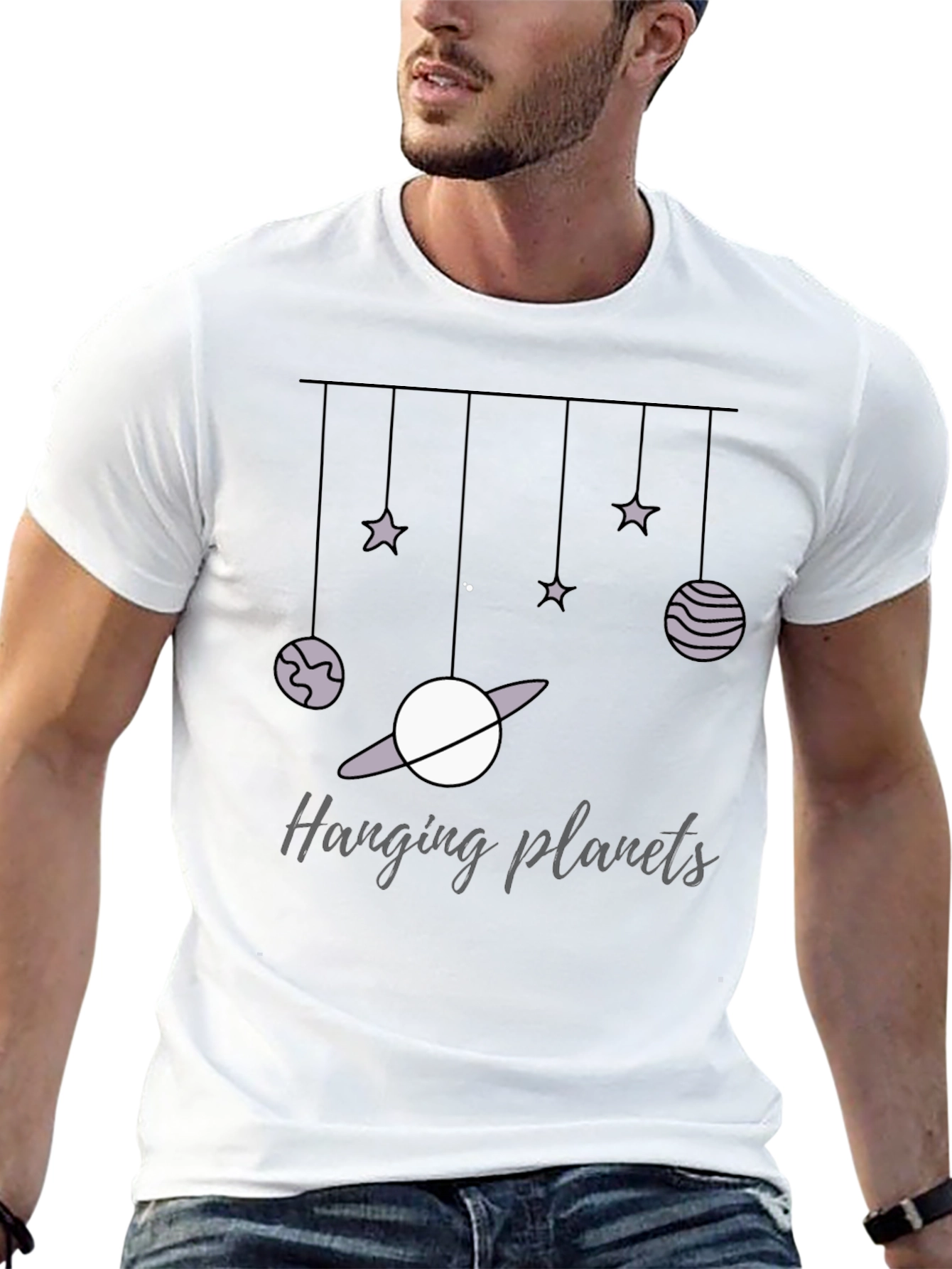 Black Hanging Planets Graphic Tee - Stylish Comfort view 13