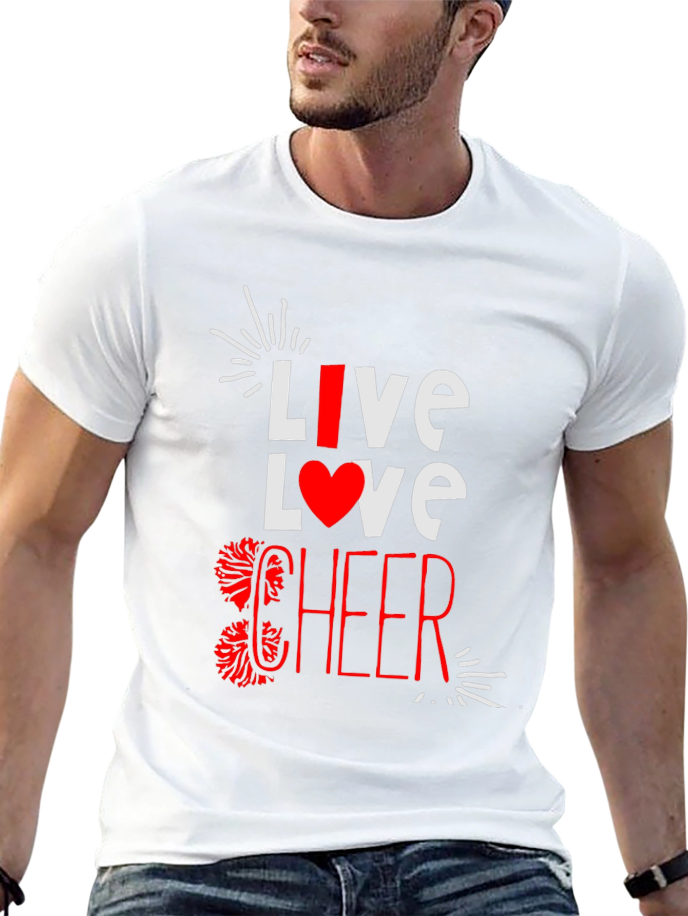 Black Live Love Cheer T-Shirt - Black Cotton Blend Tee view 13