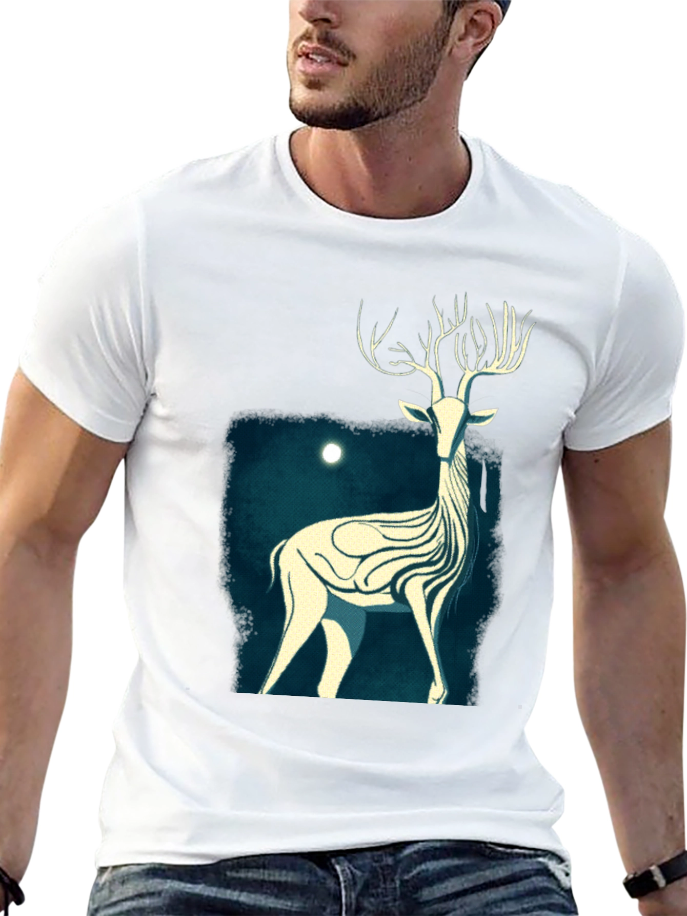 Black Mystic Stag Graphic Tee - Black Cotton T-Shirt view 13