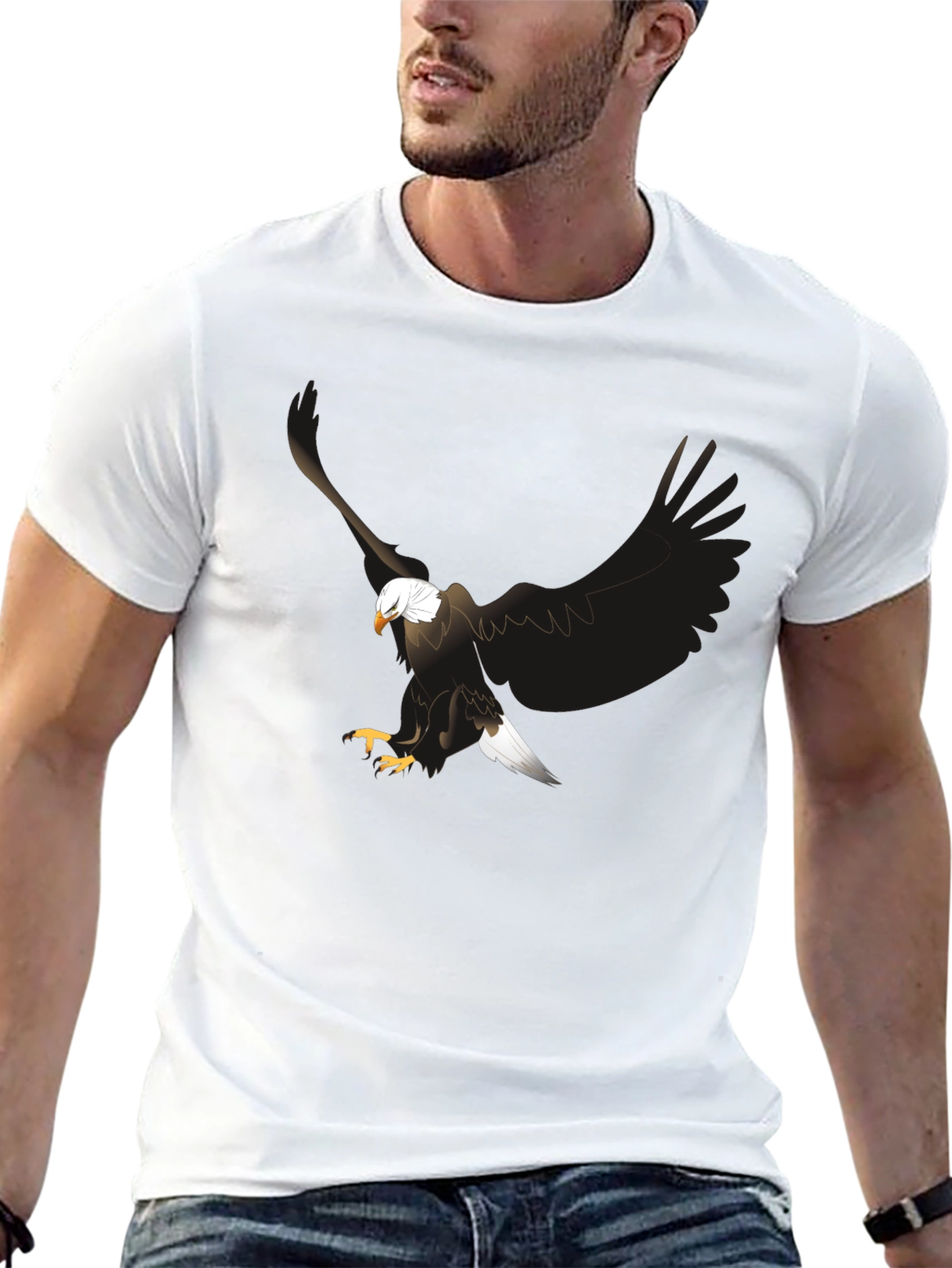 Black Eagle Graphic Print Black T-Shirt view 13