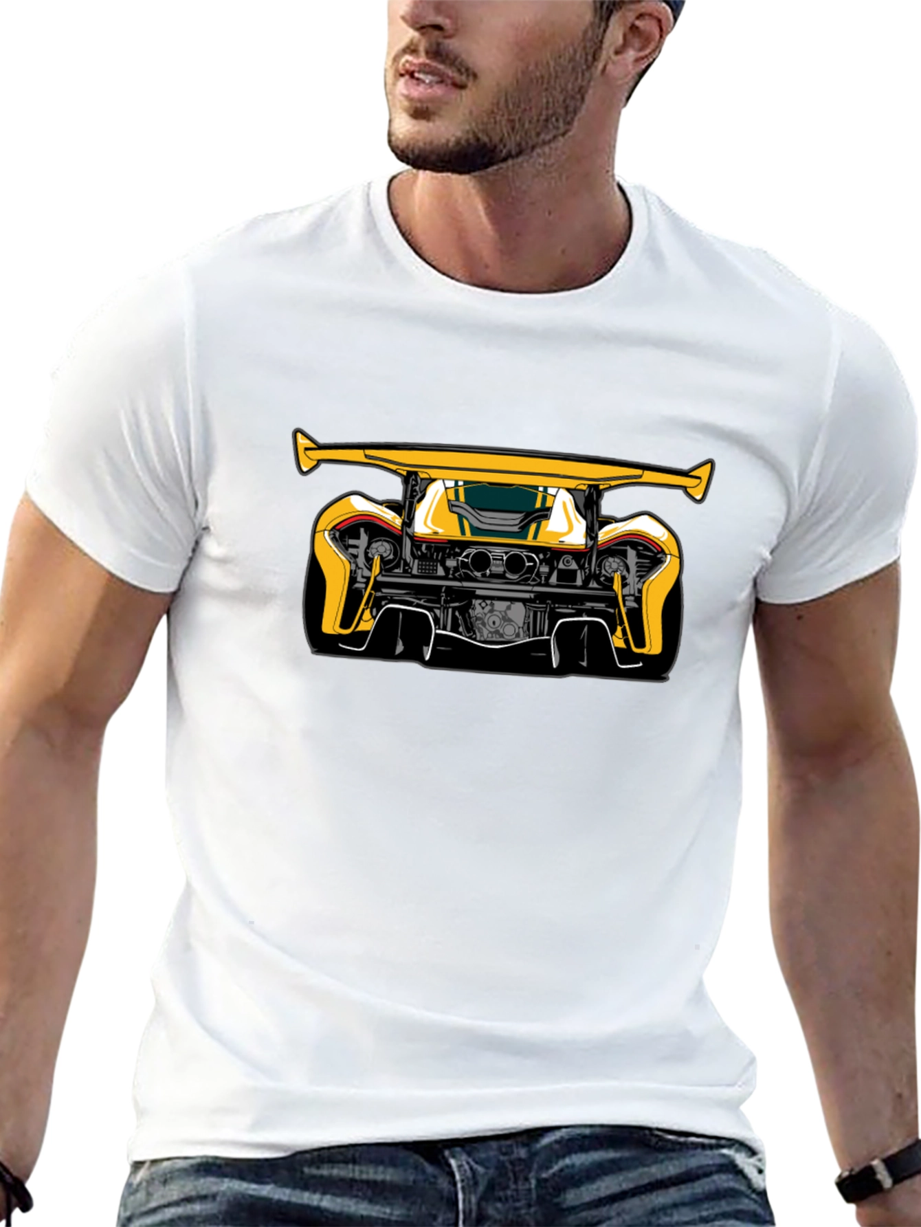 Black Yellow Car Graphic Black T-Shirt view 13