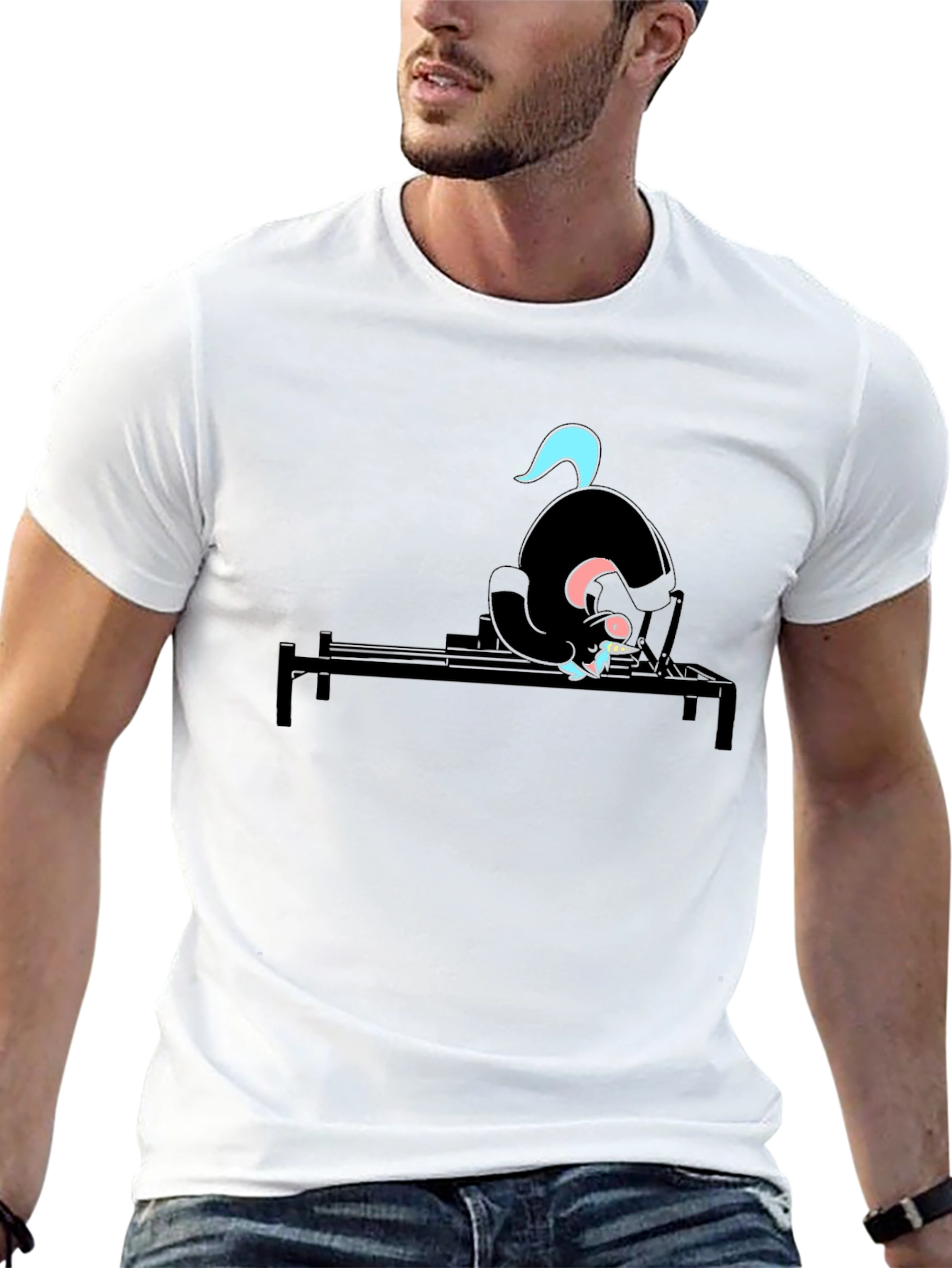 Black Black Cat Pilates T-Shirt - Funny Yoga Workout Tee view 13