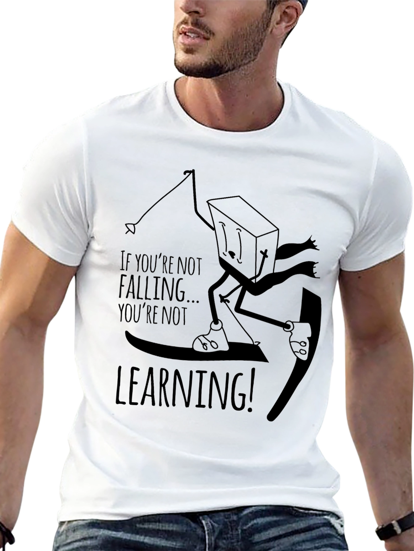 Black Funny 'Falling' T-Shirt view 13