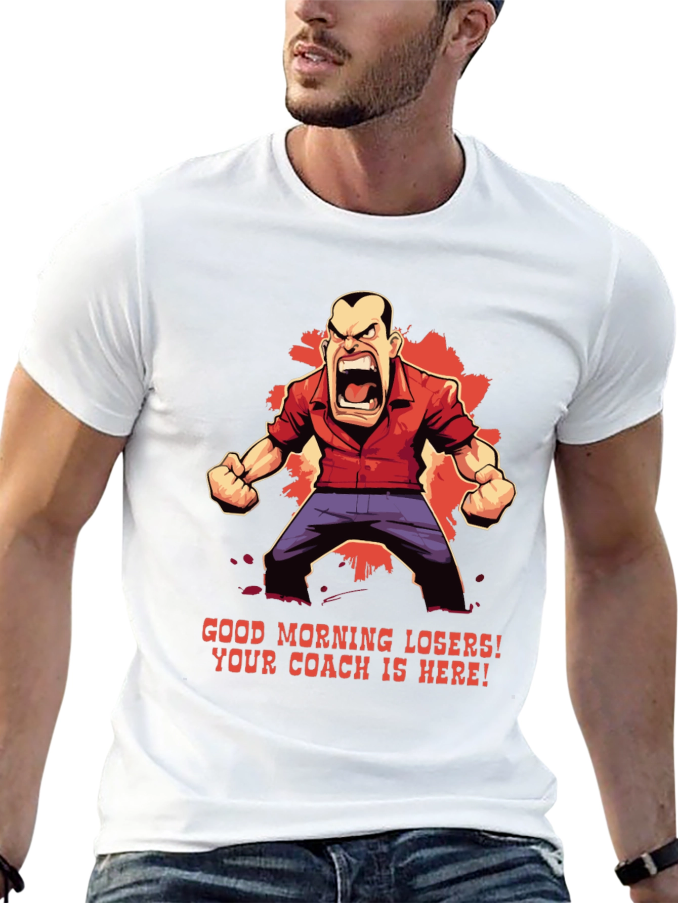 Black Good Morning Losers Coach T-Shirt view 13