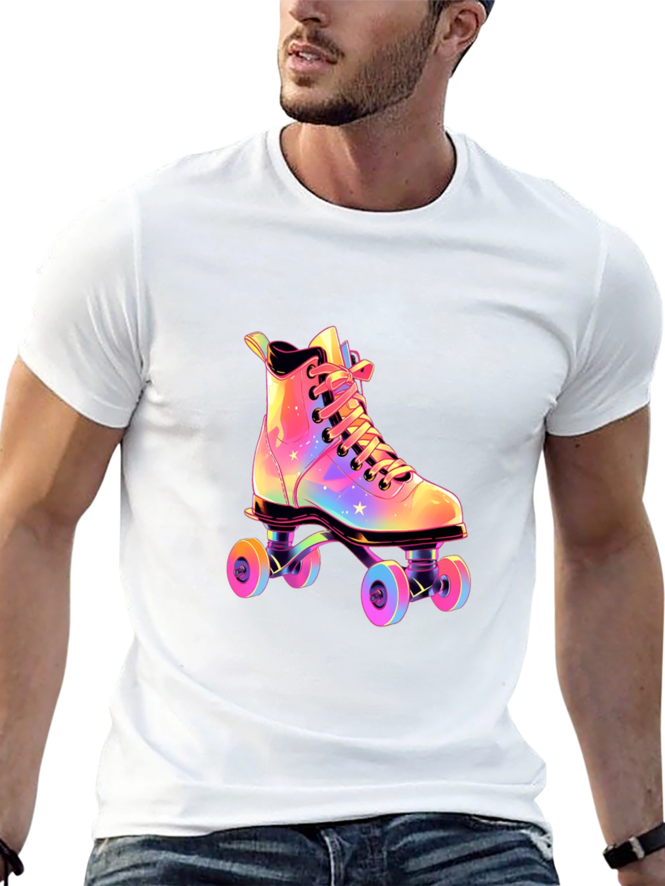 Black Retro Roller Skate T-Shirt view 13