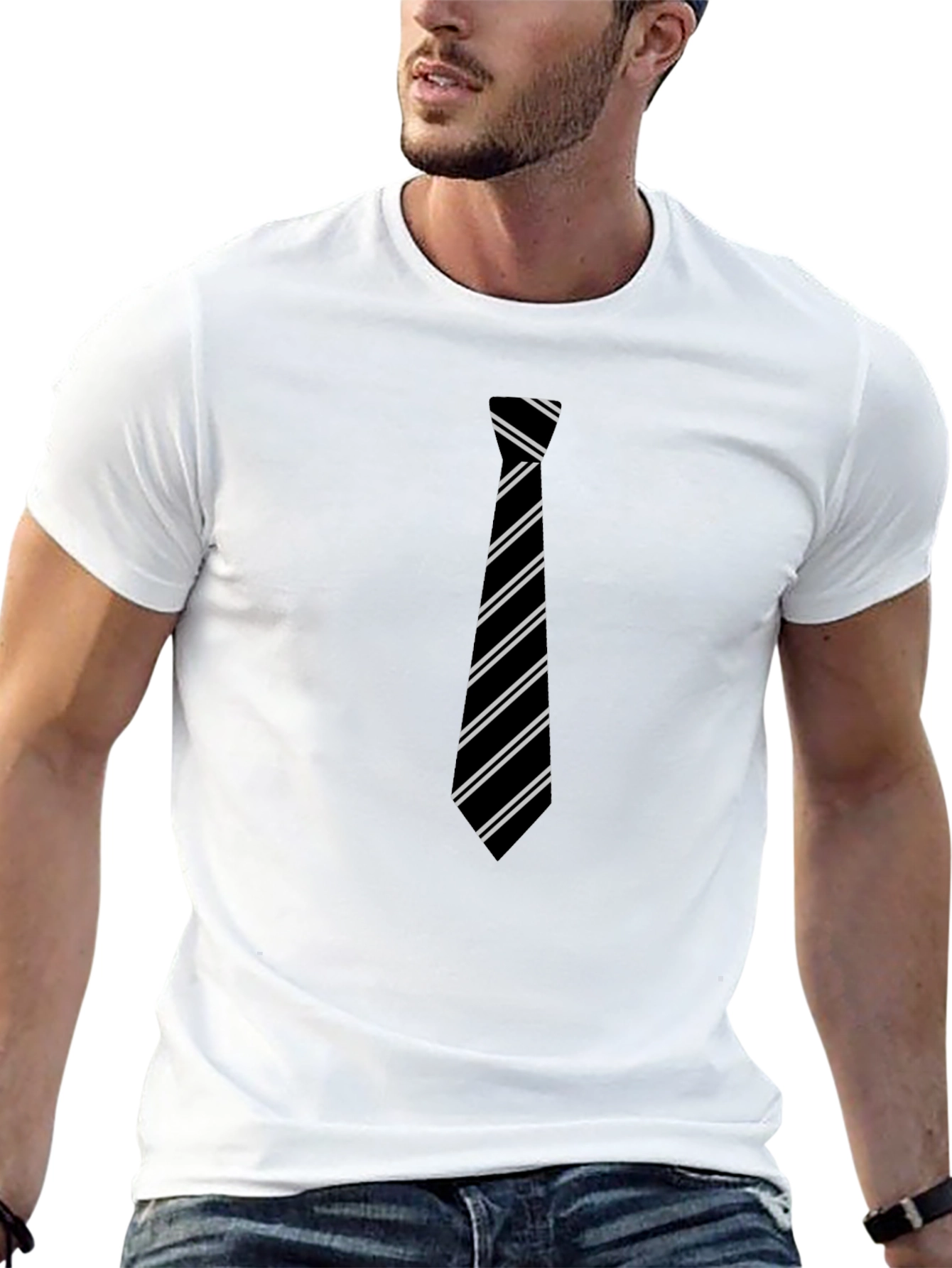 Black Tie Graphic Black T-Shirt view 13