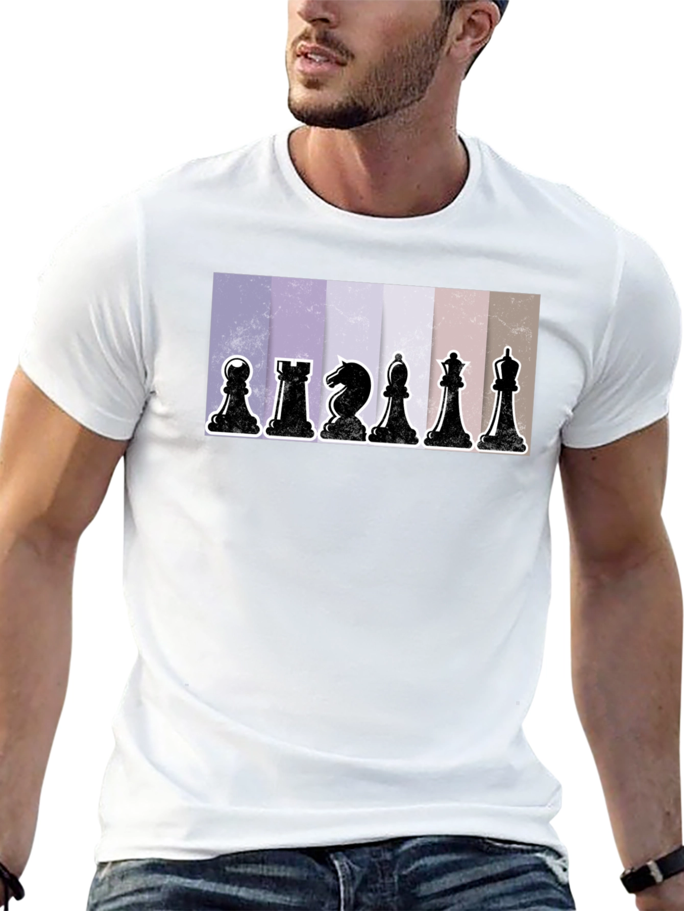 Black Chess Pieces Graphic Tee - Stylish Black Cotton T-Shirt view 13