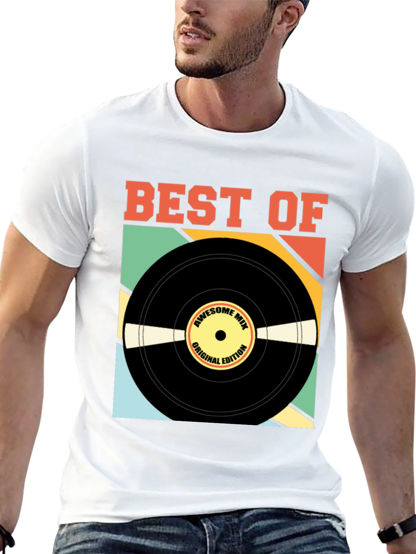 Black Best Of Vinyl Record Graphic Tee - Retro Music Lover view 13