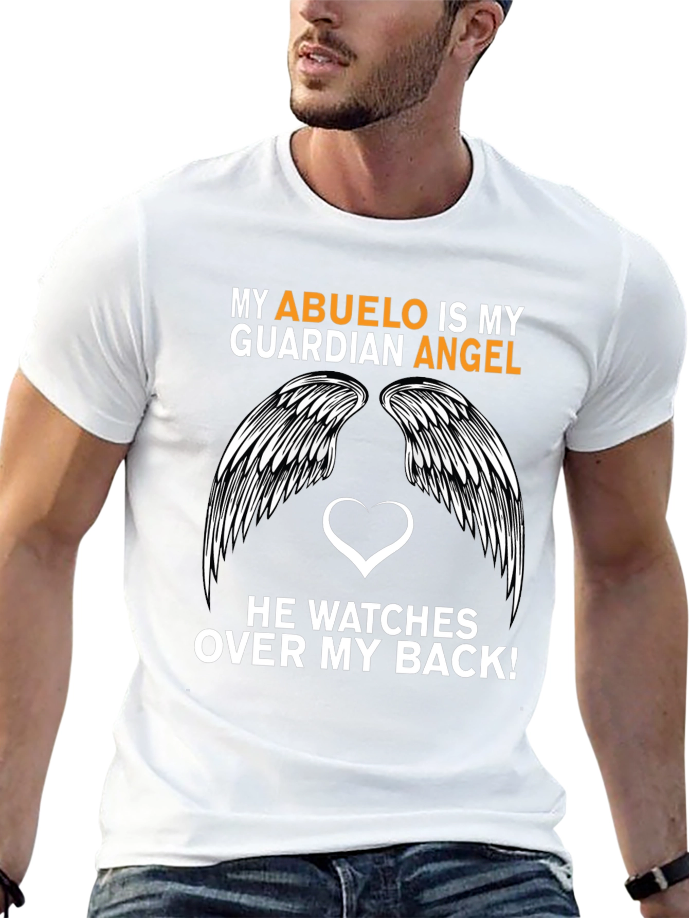 Black My Abuelo is My Guardian Angel T-Shirt view 13