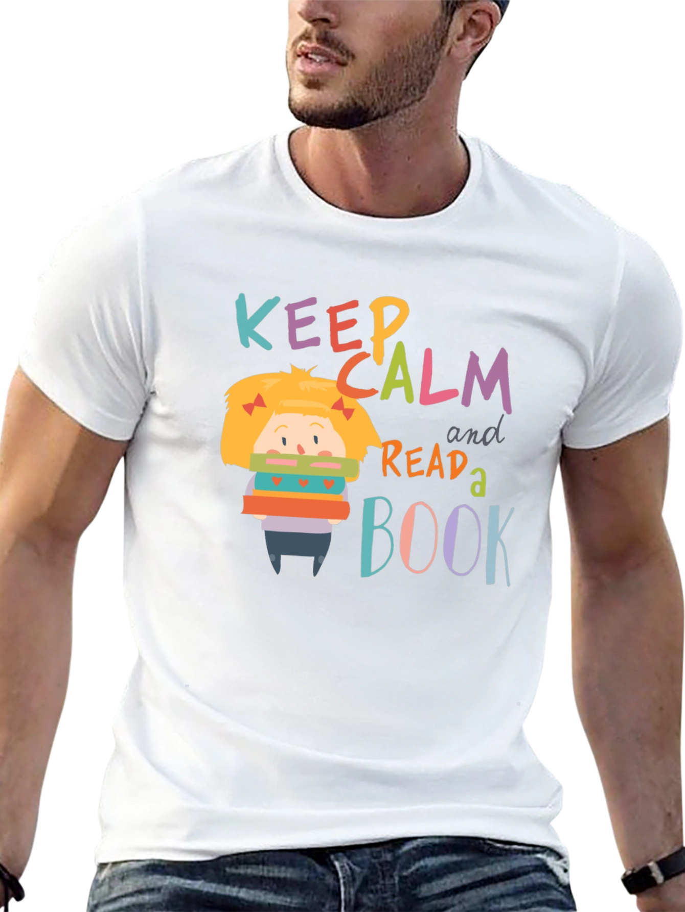 Black Keep Calm and Read a Book Graphic Tee view 13