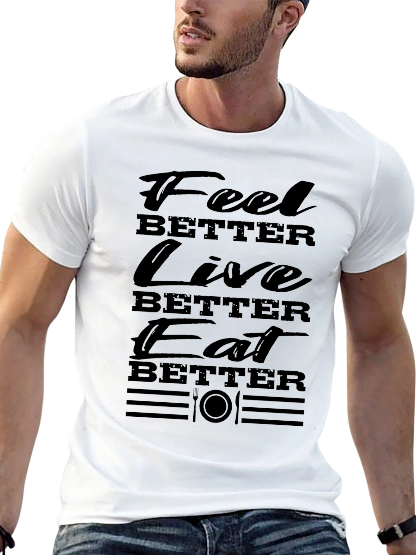 Black Feel Better Live Better Eat Better T-Shirt view 13