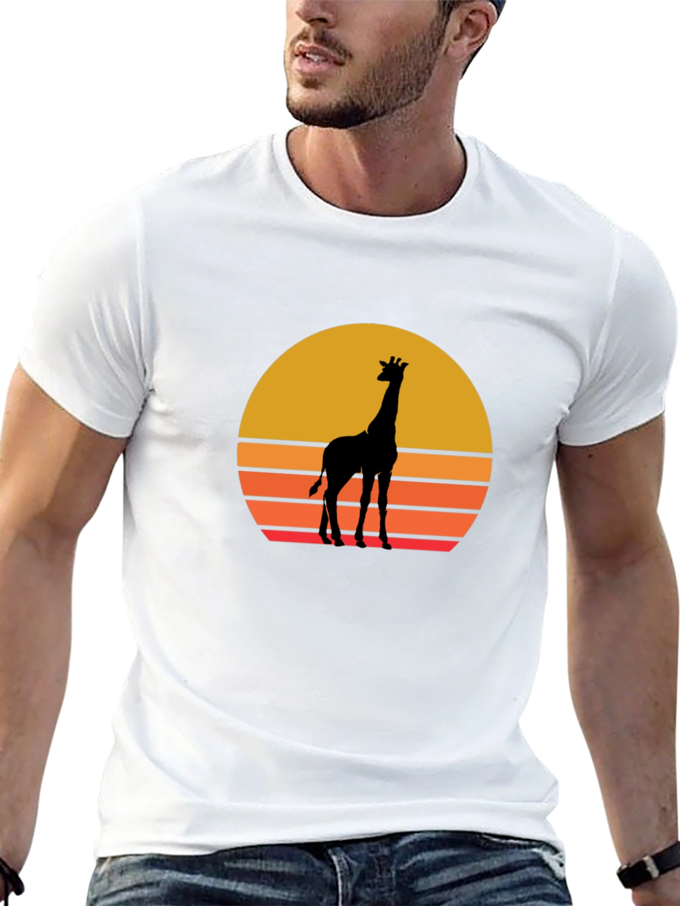 Black Giraffe Sunset T-Shirt - Unique Graphic Tee view 13