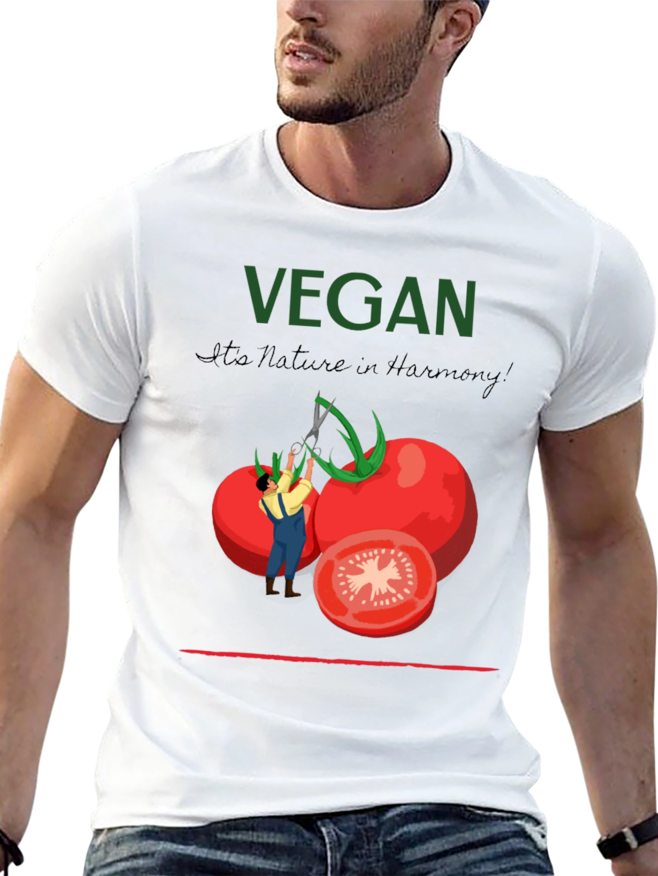 Black Vegan Tomato Graphic T-Shirt - Nature in Harmony view 13