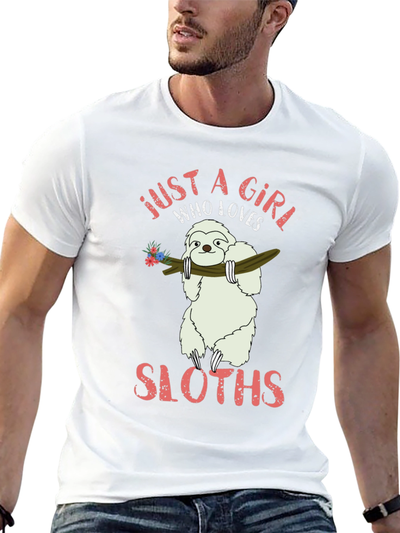 Black Just A Girl Who Loves Sloths T-Shirt view 13