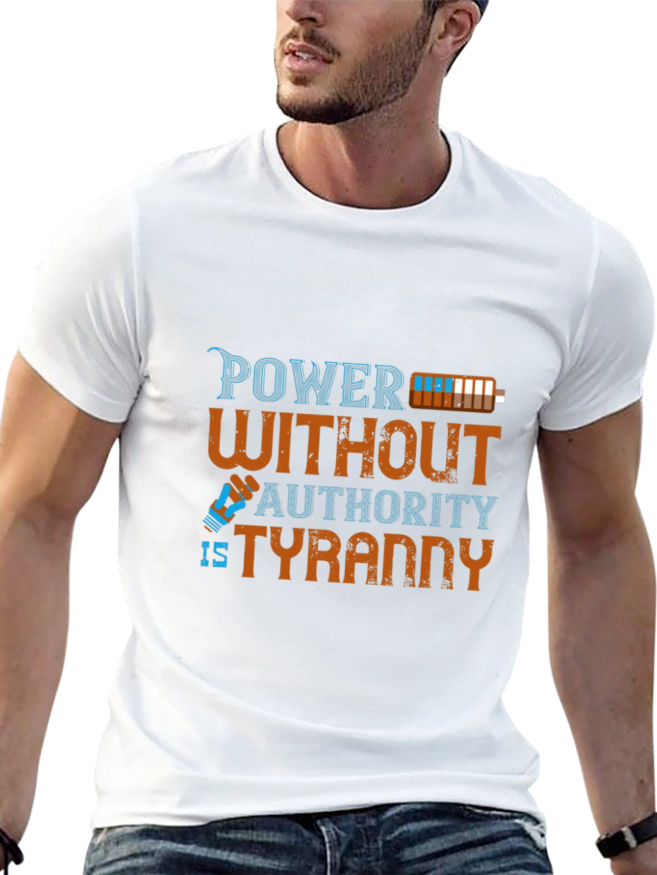 Black Power Without Authority T-Shirt - Tyranny view 13