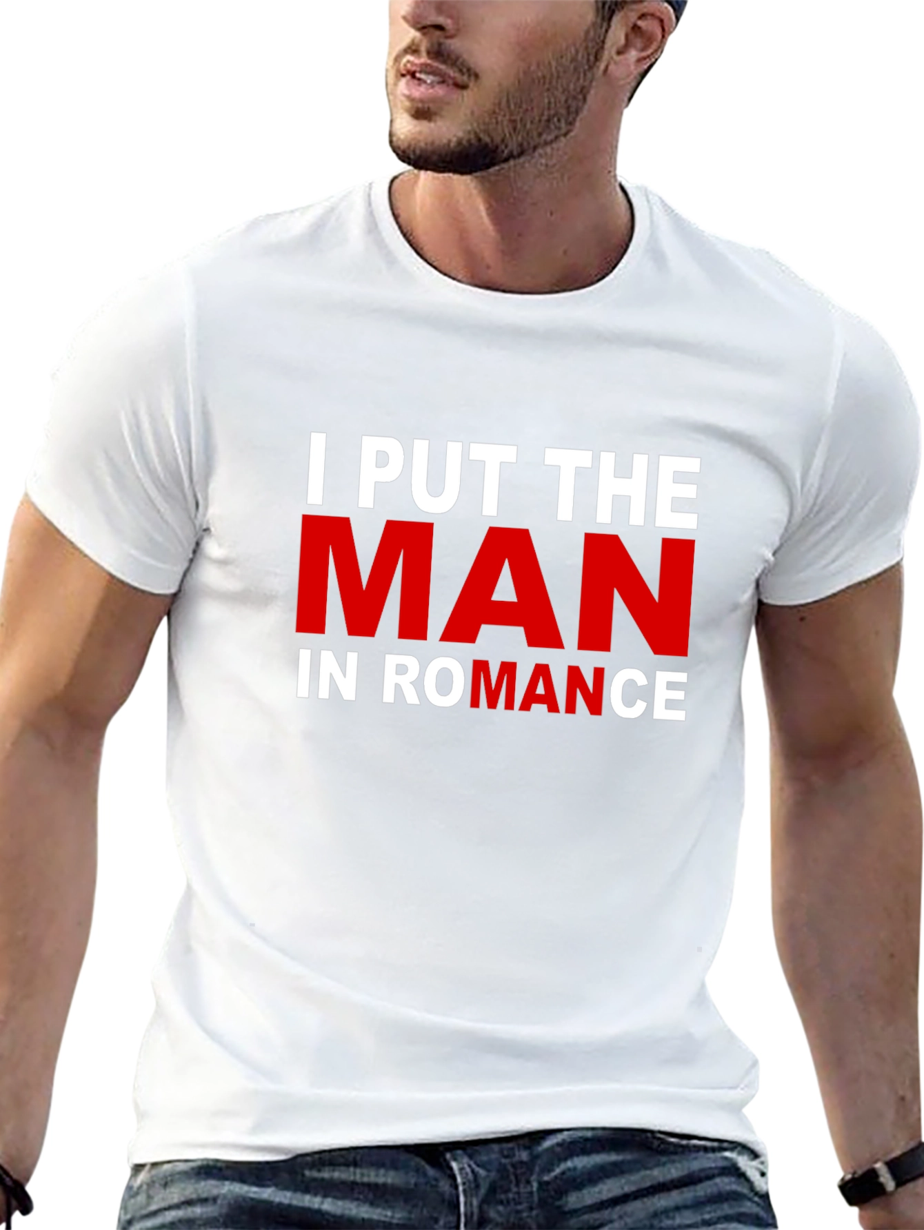 Black I Put the MAN in ROMANCE T-Shirt view 13
