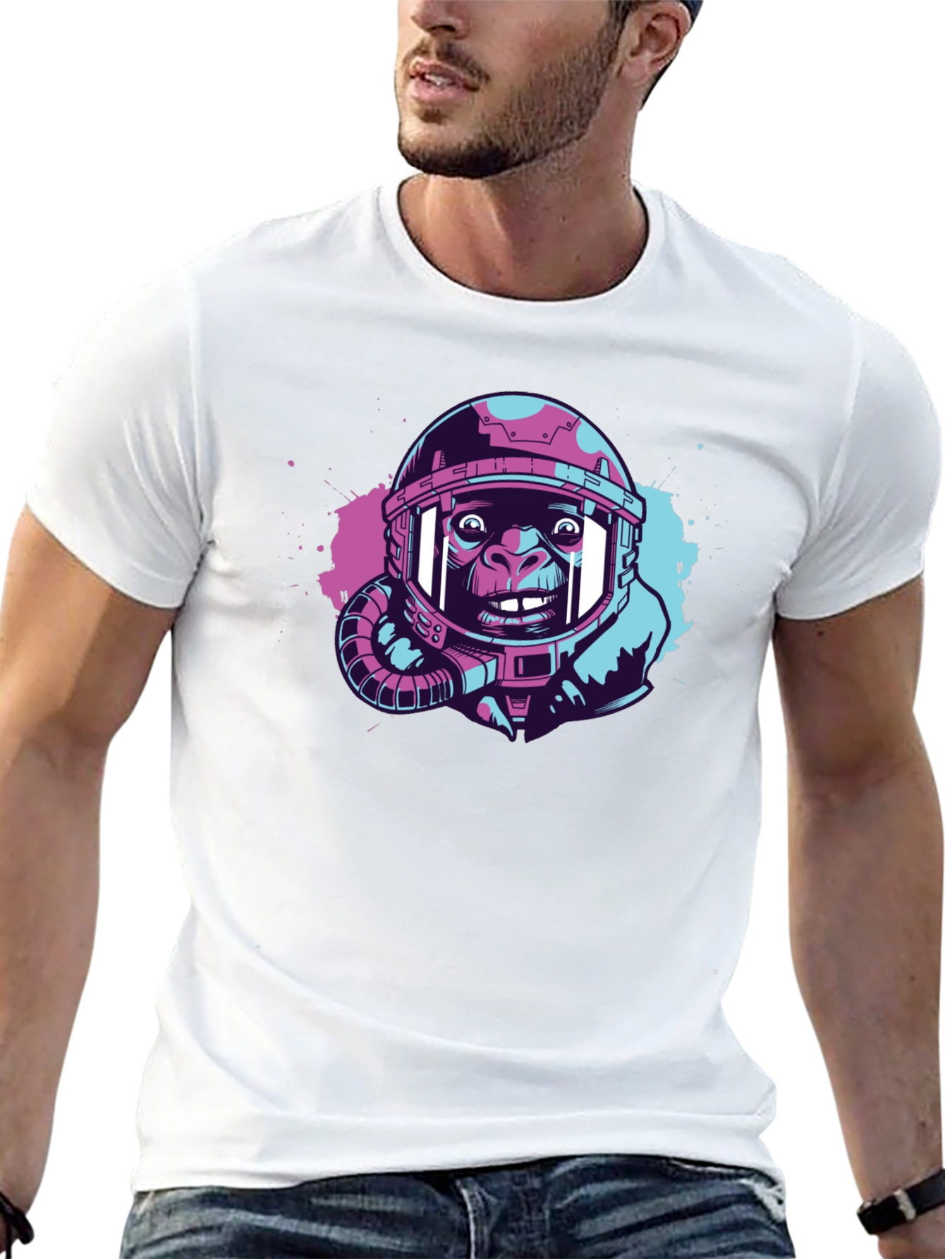 Black Ape Astronaut Graphic T-Shirt - Trendy Space Design view 13