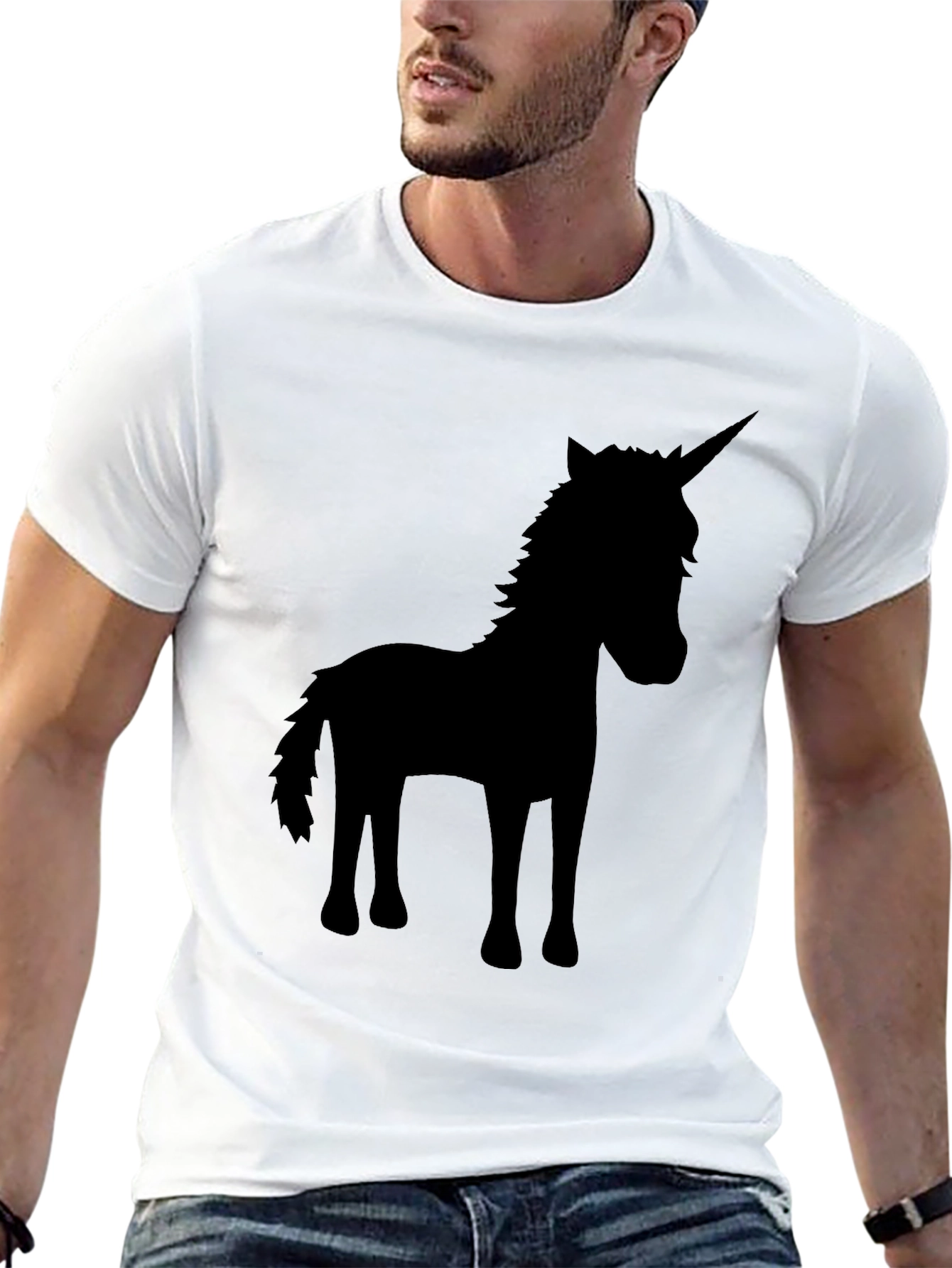 Black Unicorn Silhouette Black T-Shirt view 13