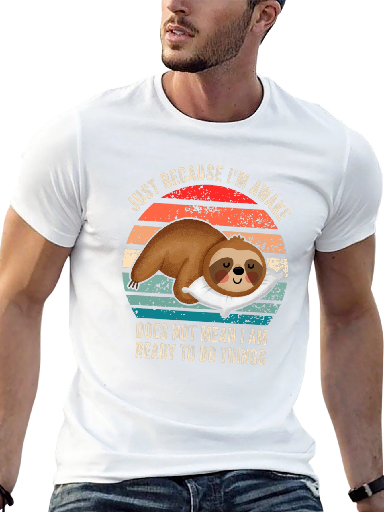 Black Lazy Sloth Awake T-Shirt - Ready to Do Things view 13