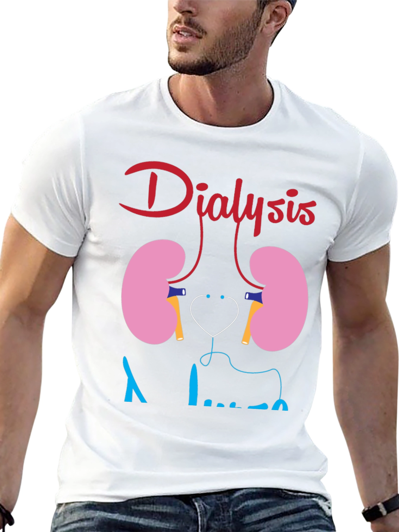 Black Dialysis Kidney Stethoscope Funny Black T-shirt view 13