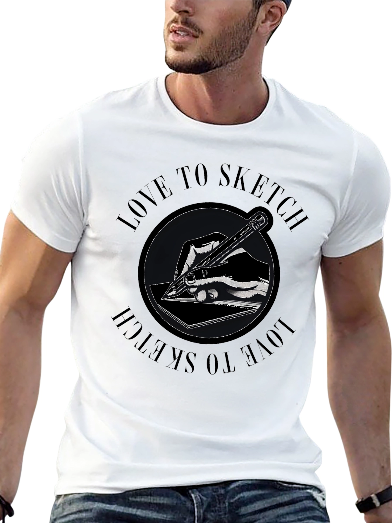 Black Love to Sketch Graphic T-Shirt view 13