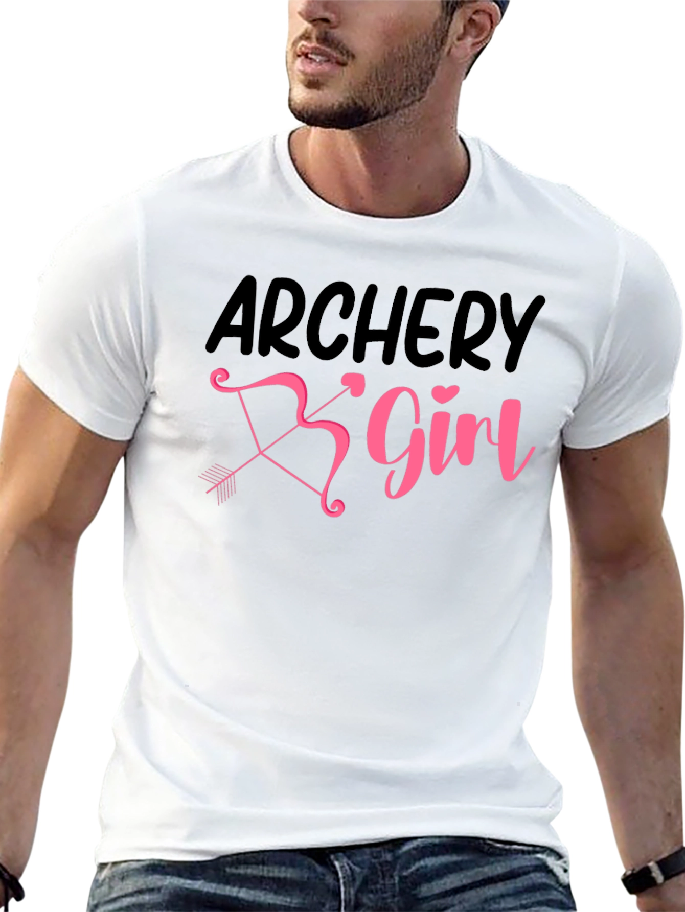 Black Archery Girl Bow Arrow Graphic T-Shirt view 13